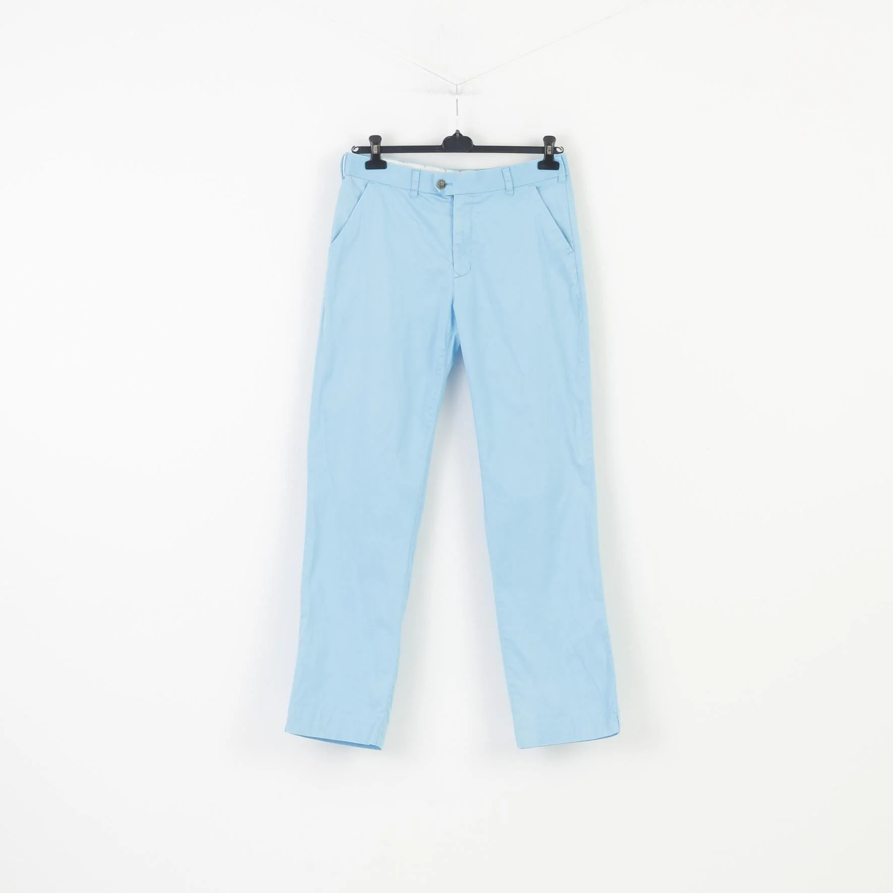 Loud Mouth Men 34 Trousers Blue Elegant Cotton Pockets Belt Loops Wide Leg