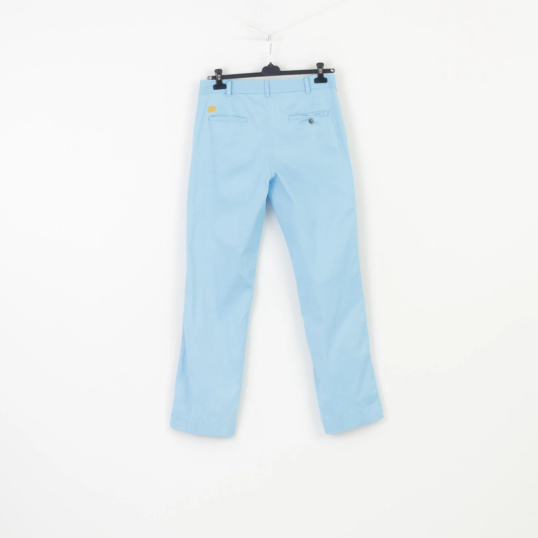 Loud Mouth Men 34 Trousers Blue Elegant Cotton Pockets Belt Loops Wide Leg - Image 9