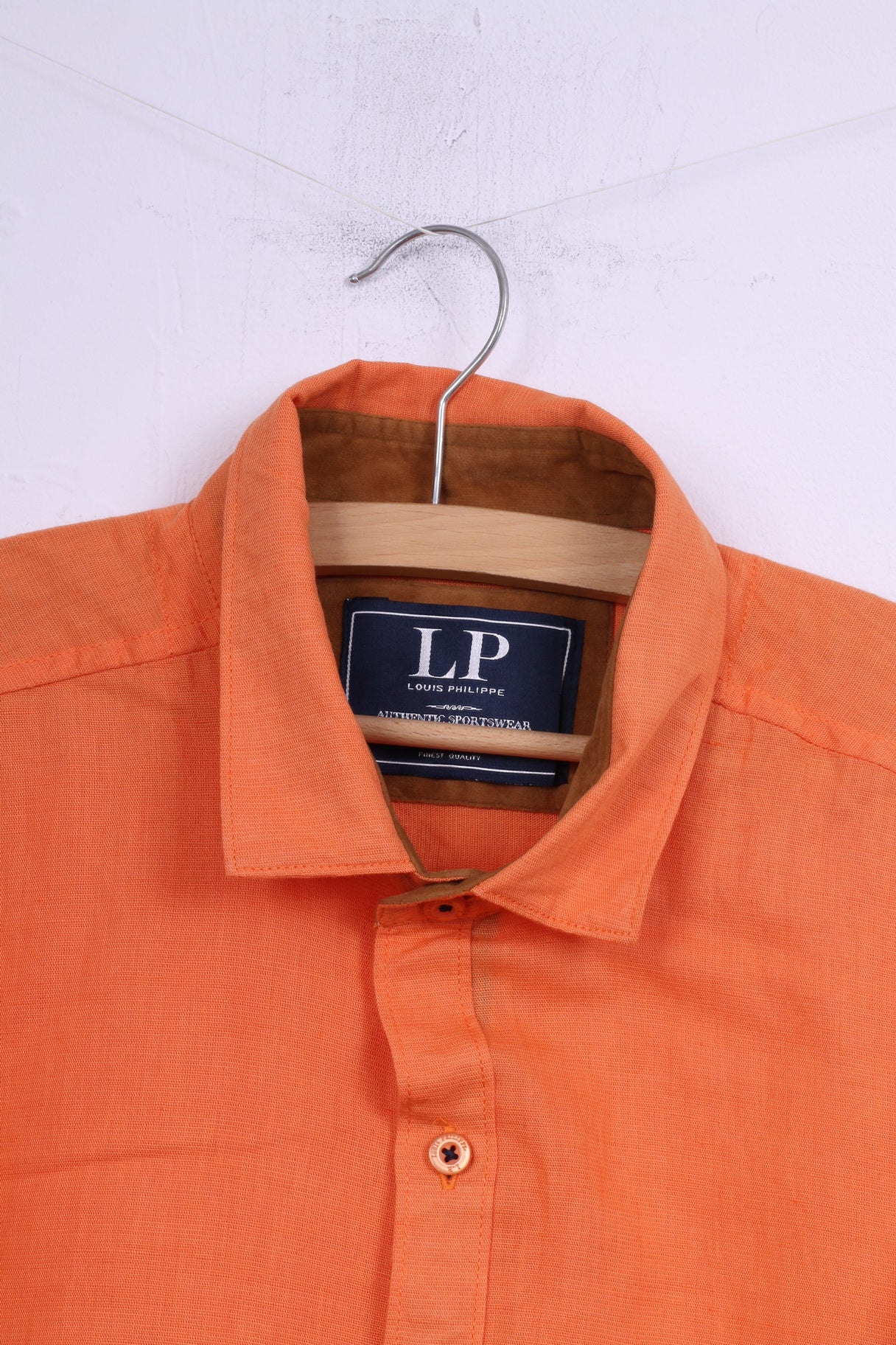 Louis Philippe Mens XL Casual Shirt Orange Cotton Authentic Sportswear Top - Image 2