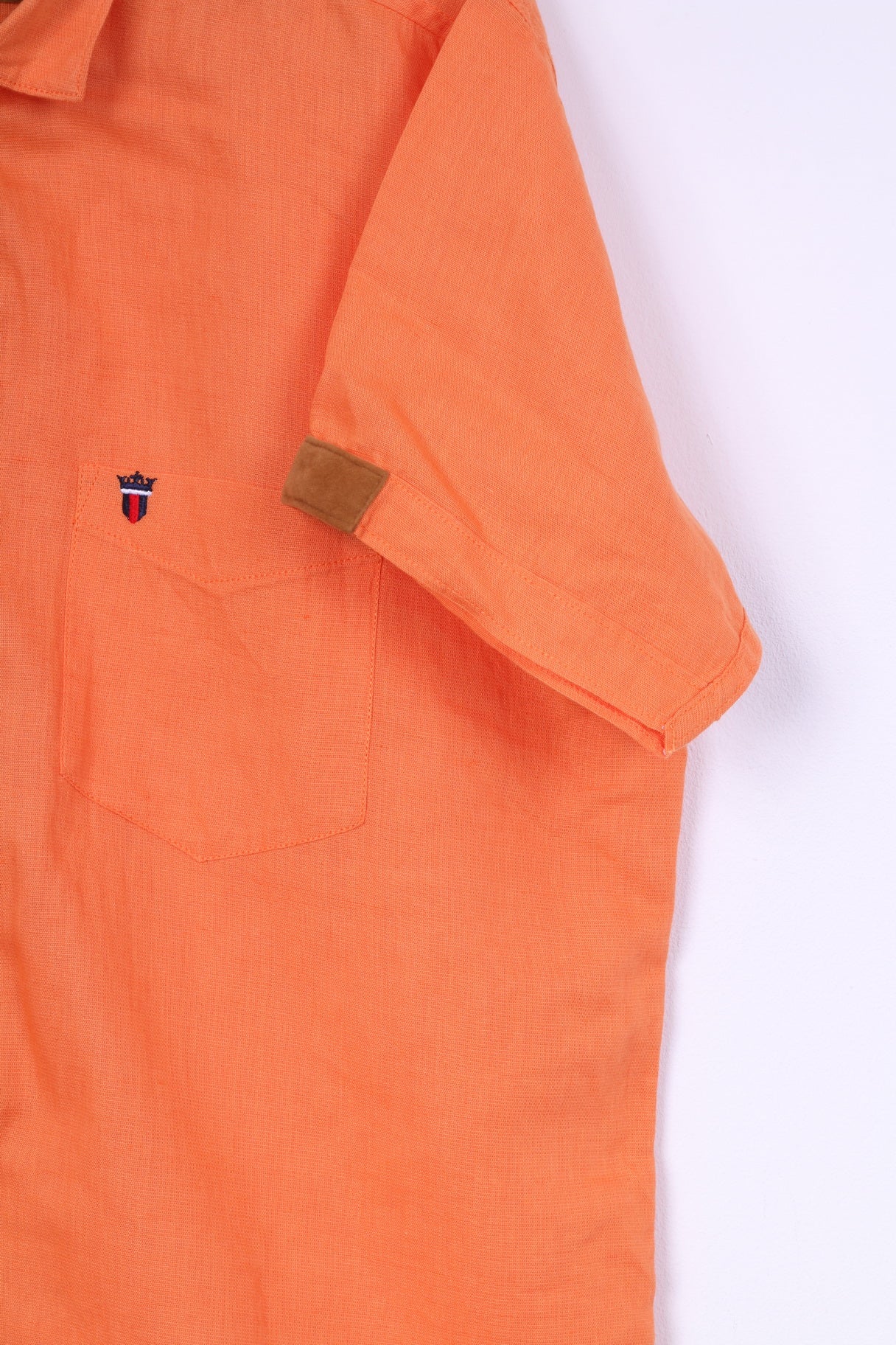 Louis Philippe Mens XL Casual Shirt Orange Cotton Authentic Sportswear Top - Image 3