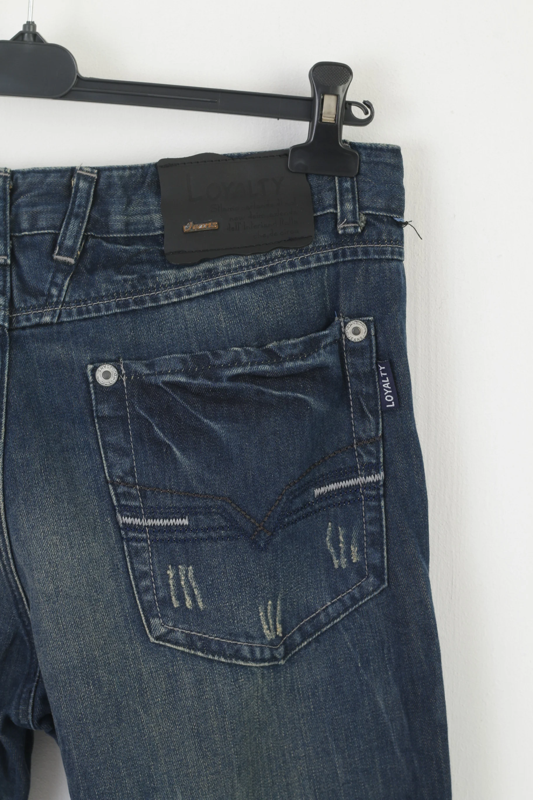 Loyalty Denim Men 34 50 Jeans Trousers Navy Cotton Straight Ripped Pants - Image 6