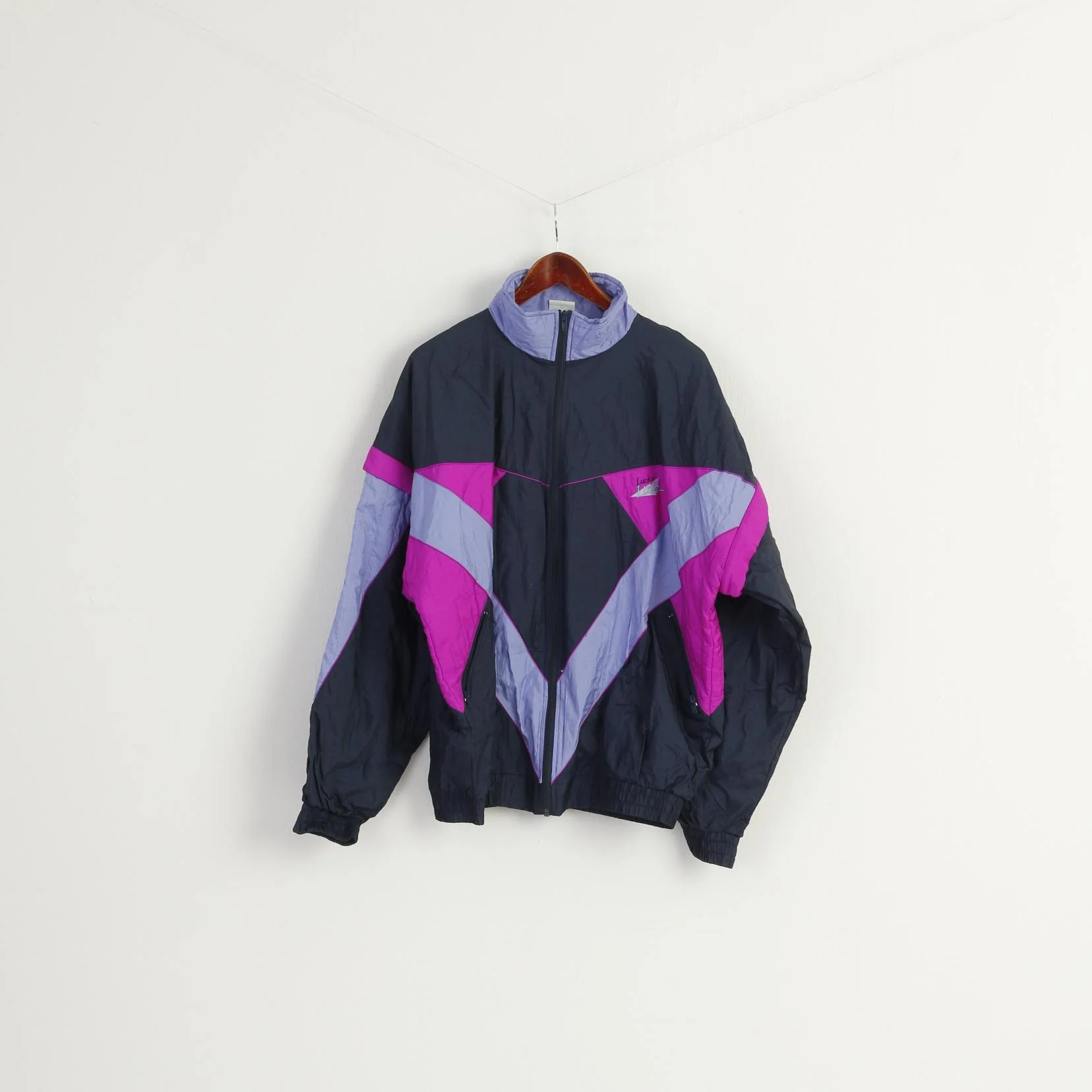Lucky Line Men XL Jacket Purple Shiny Vintage Sportswear Removable Sleeve Top - Image 2