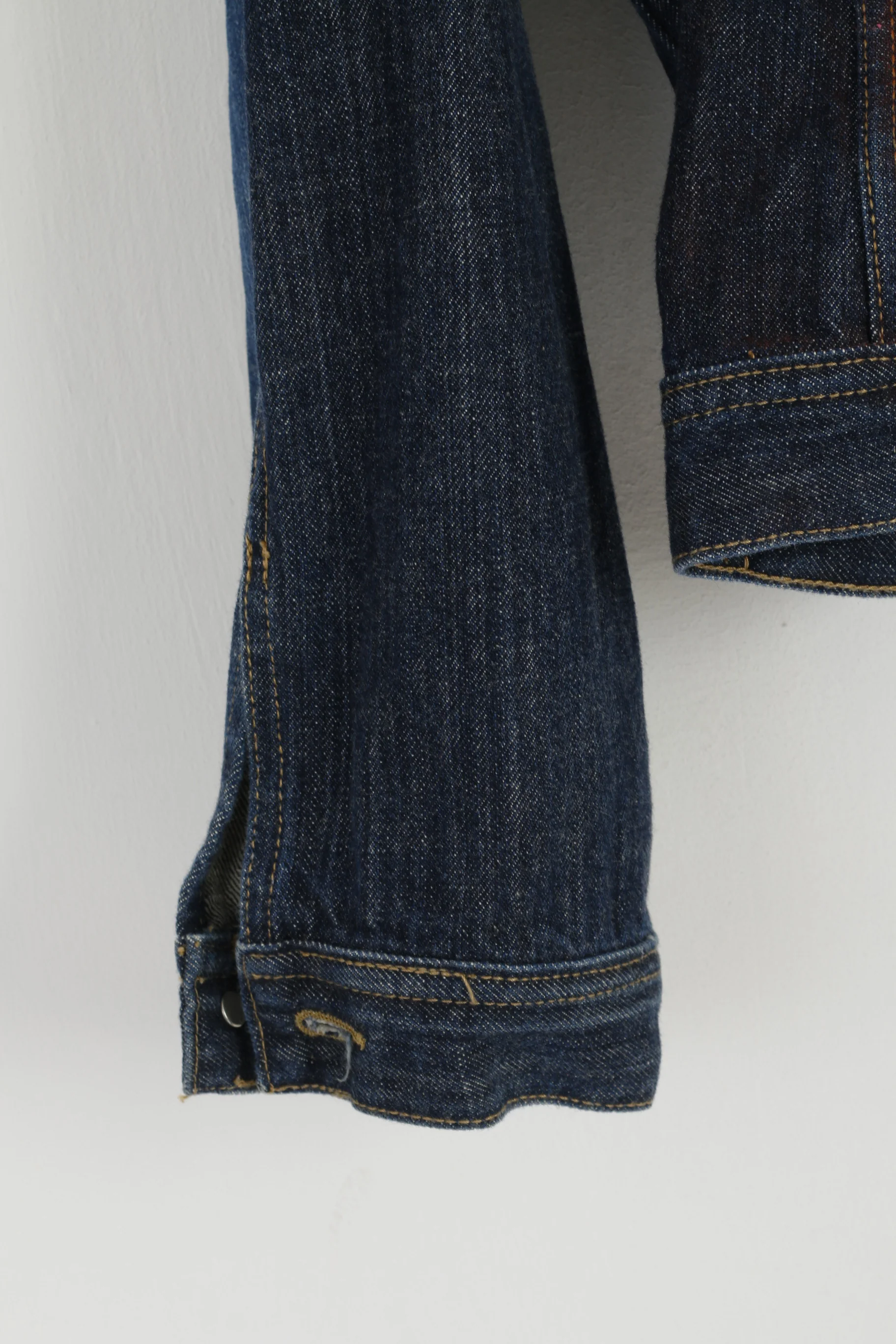 Lucky Strike Women XL (M) Denim Jacket Navy Cotton Vintage Brick Faded Jeans Top - Image 4