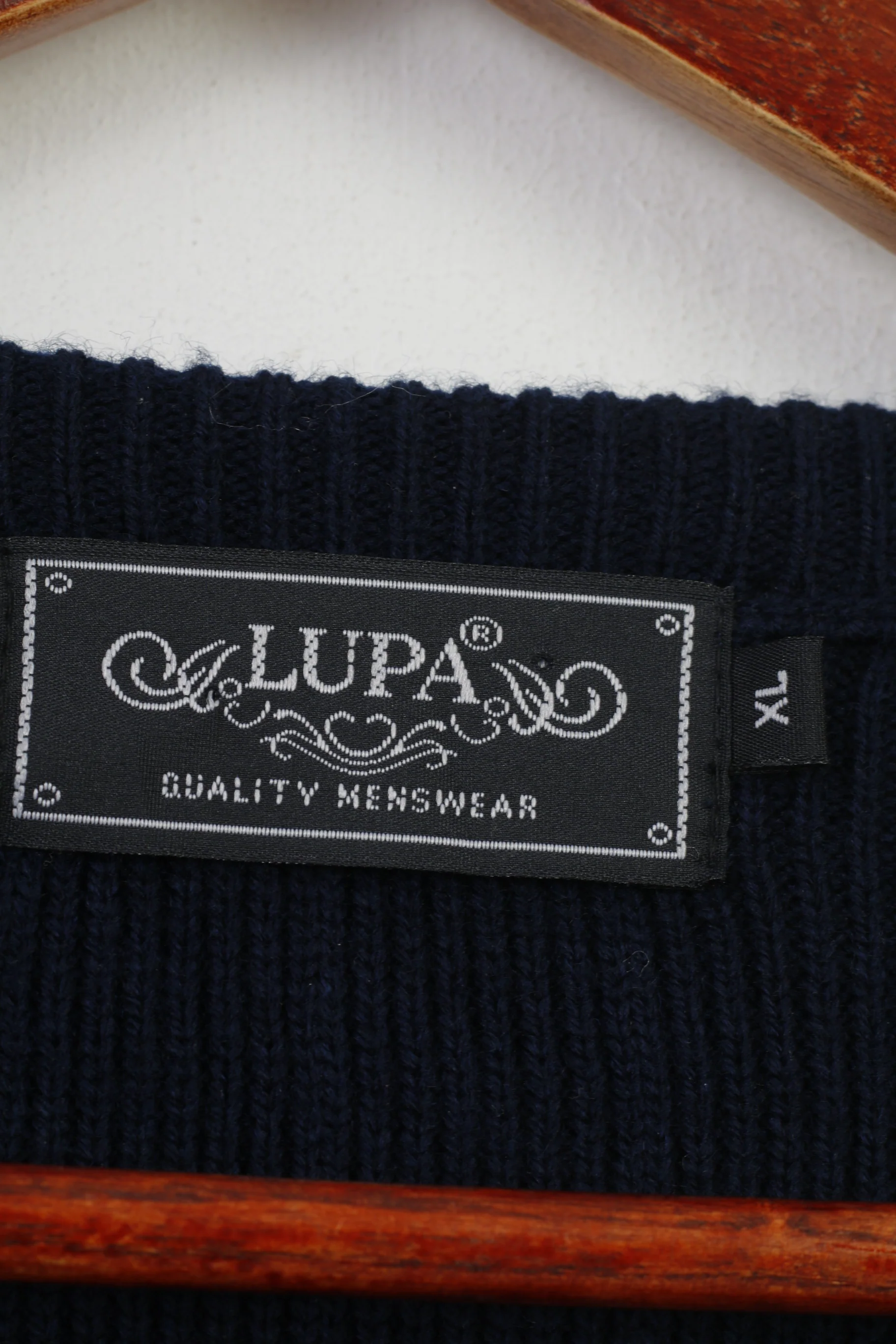Lupa Men XL Jumper Navy Acrylic Nordic Crew Neck Menswear Geomteric Print Sweater - Image 4