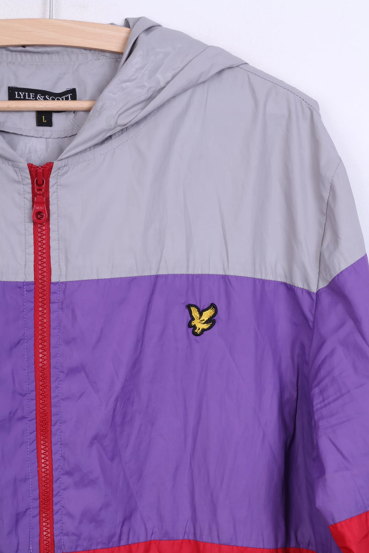 Lyle & Scott Heritage Mens L Jacket Track Top Hood Grey - Image 3