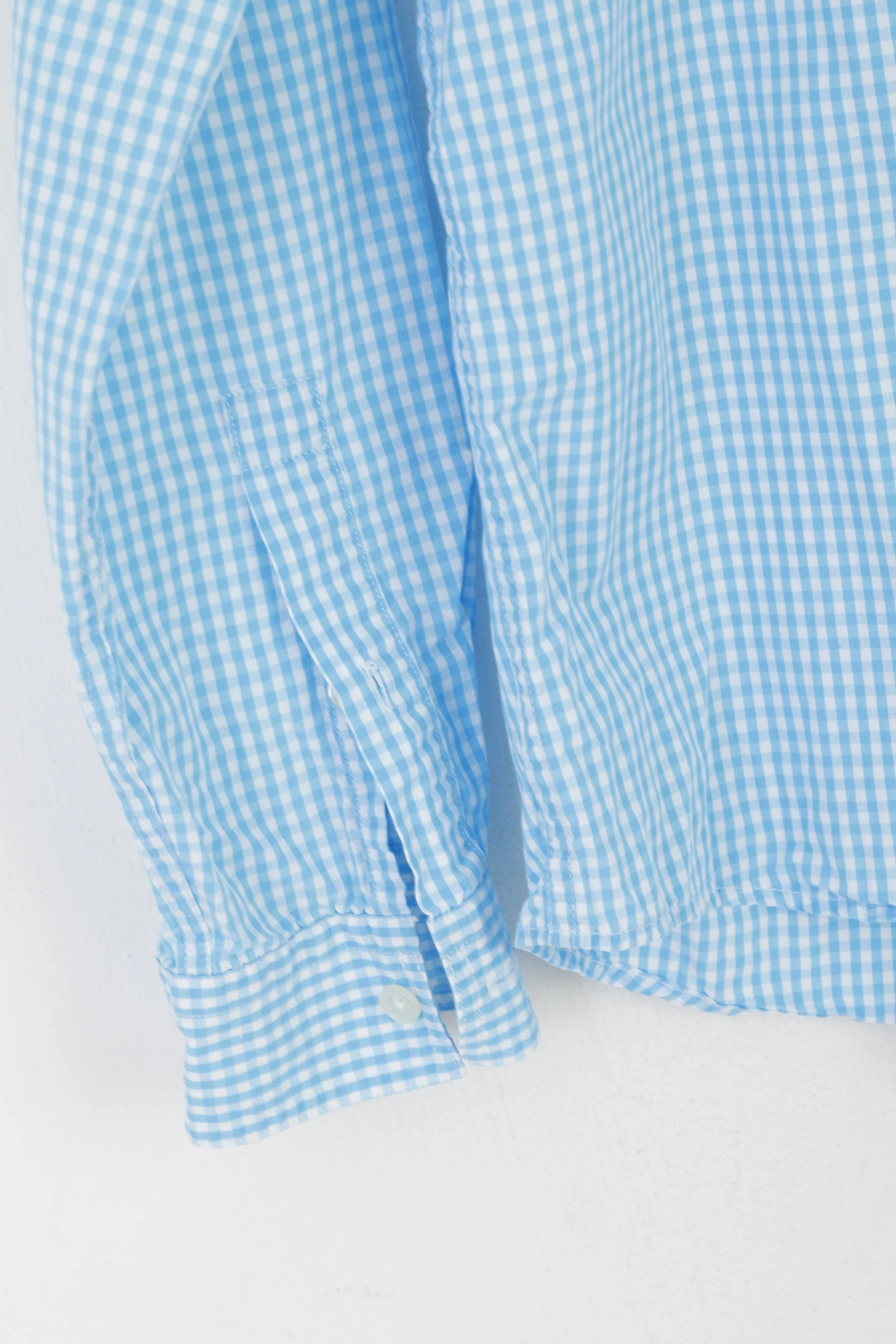 Lyle & Scott Men M Casual Shirt Blue Check Cotton Long Sleeve Pocket Top - Image 4