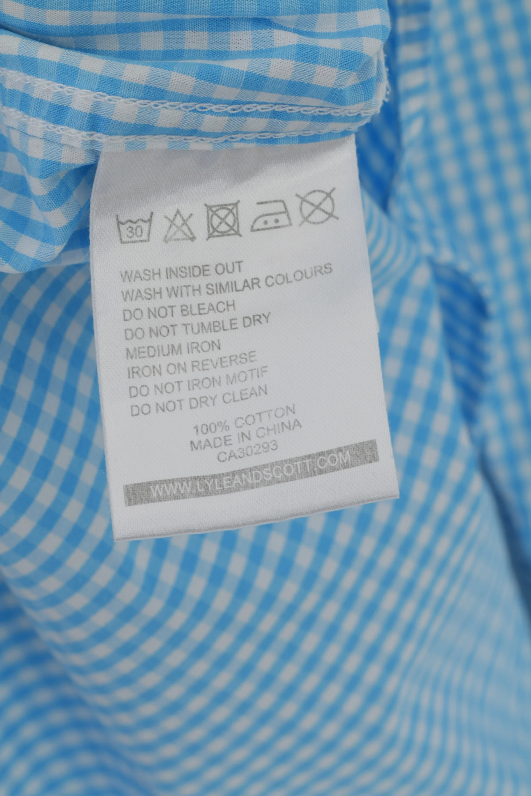 Lyle & Scott Men M Casual Shirt Blue Check Cotton Long Sleeve Pocket Top - Image 6