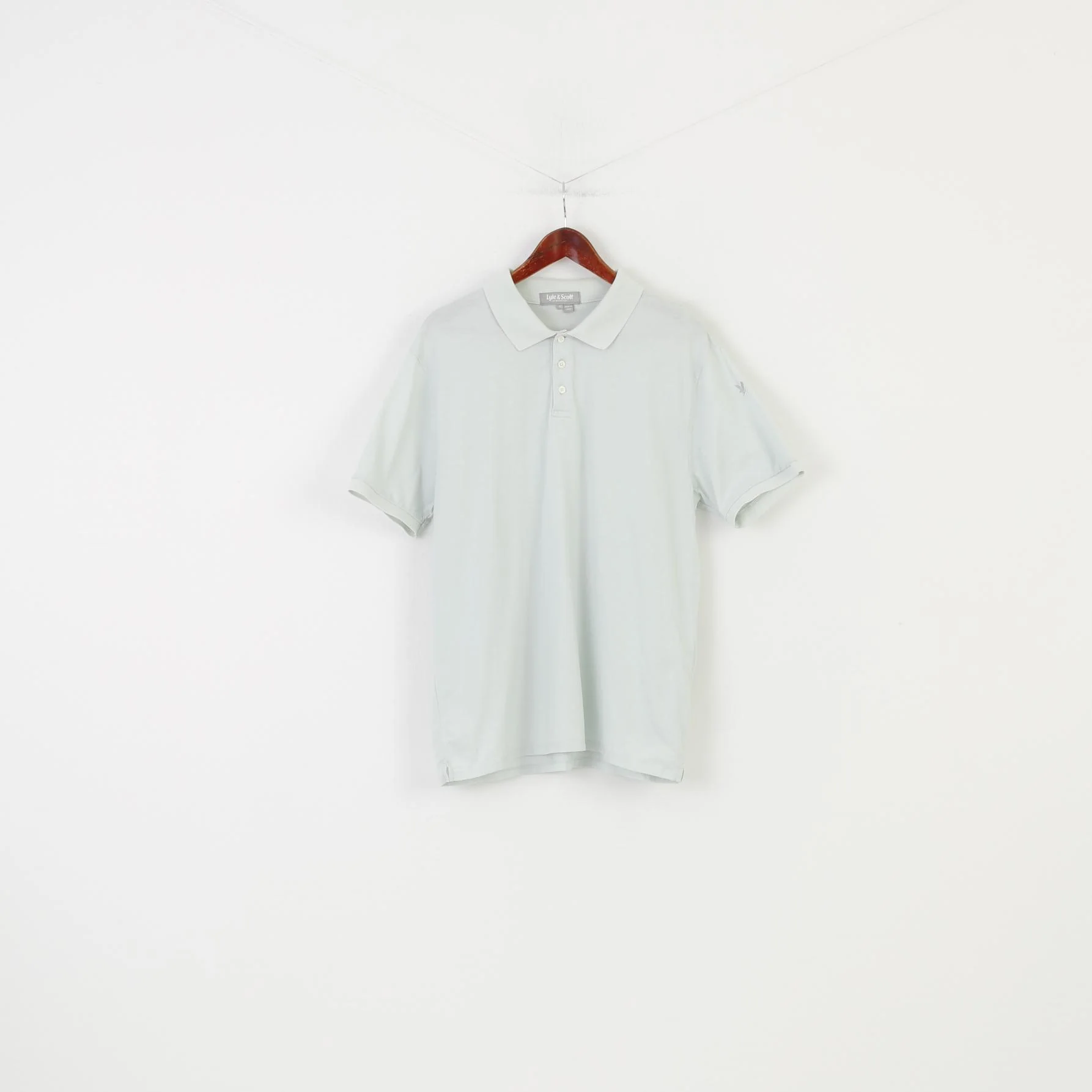 Lyle&Scott Men XL Polo Shirt Light Blue Cotton Collar EST 1874 Scotland Short Sleeve Top