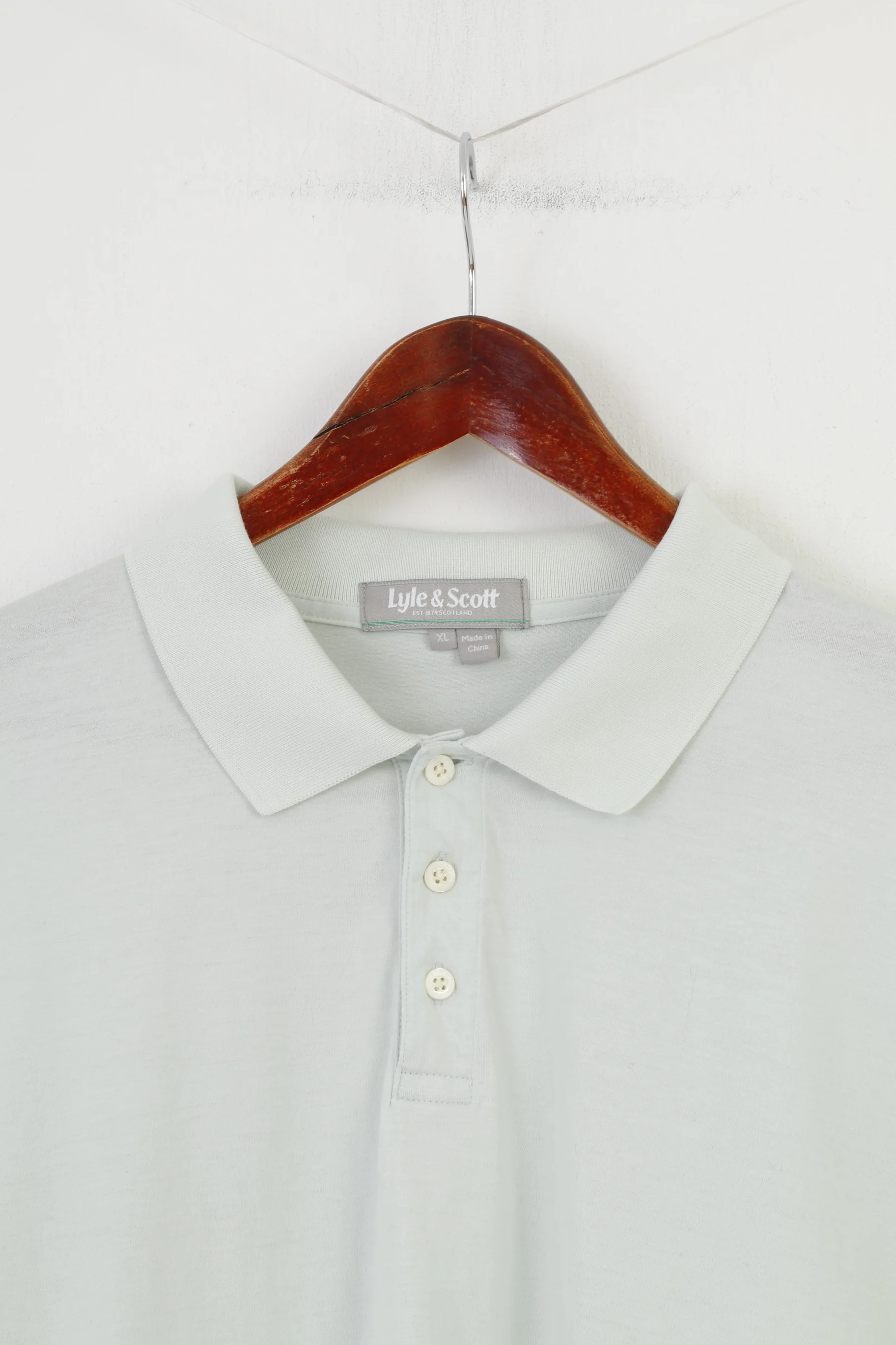 Lyle&Scott Men XL Polo Shirt Light Blue Cotton Collar EST 1874 Scotland Short Sleeve Top - Image 2