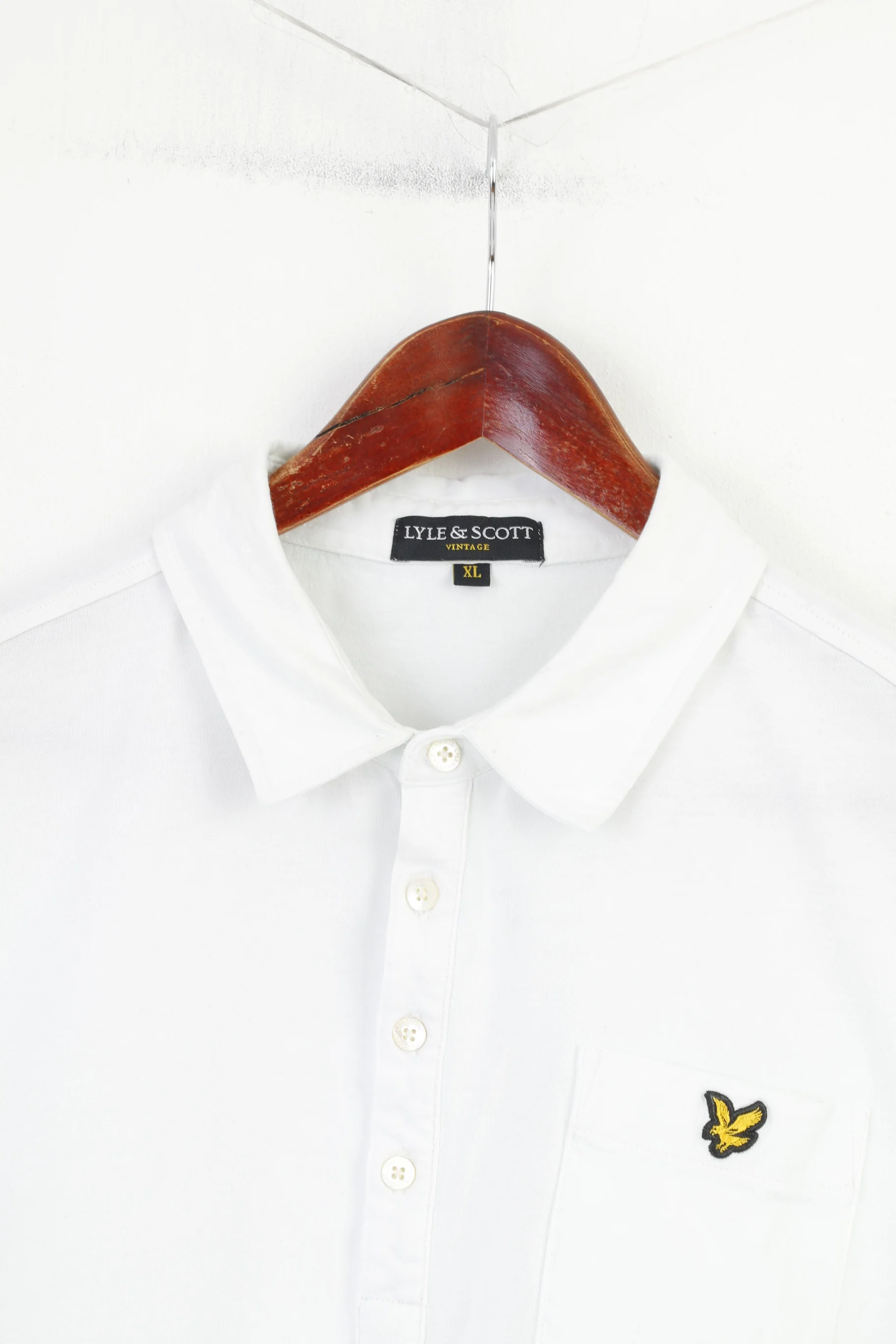 Lyle & Scott Men XL Polo Shirt White Cotton Short Sleeve Vintage Top - Image 2
