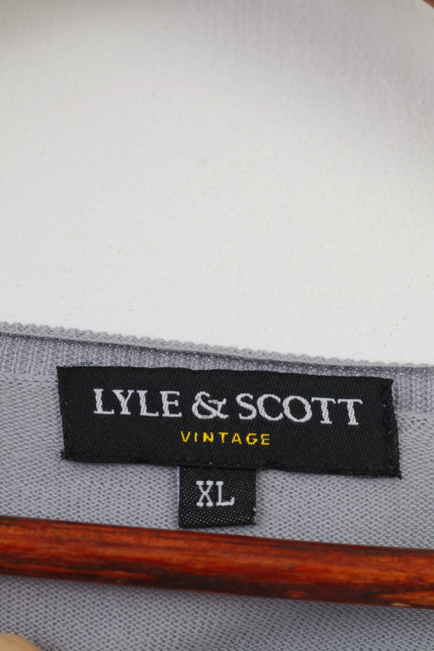 Lyle&Scott Woman XL Jumper Grey Vintage Cotton Long Sleeve V Neck Sweater Top - Image 5