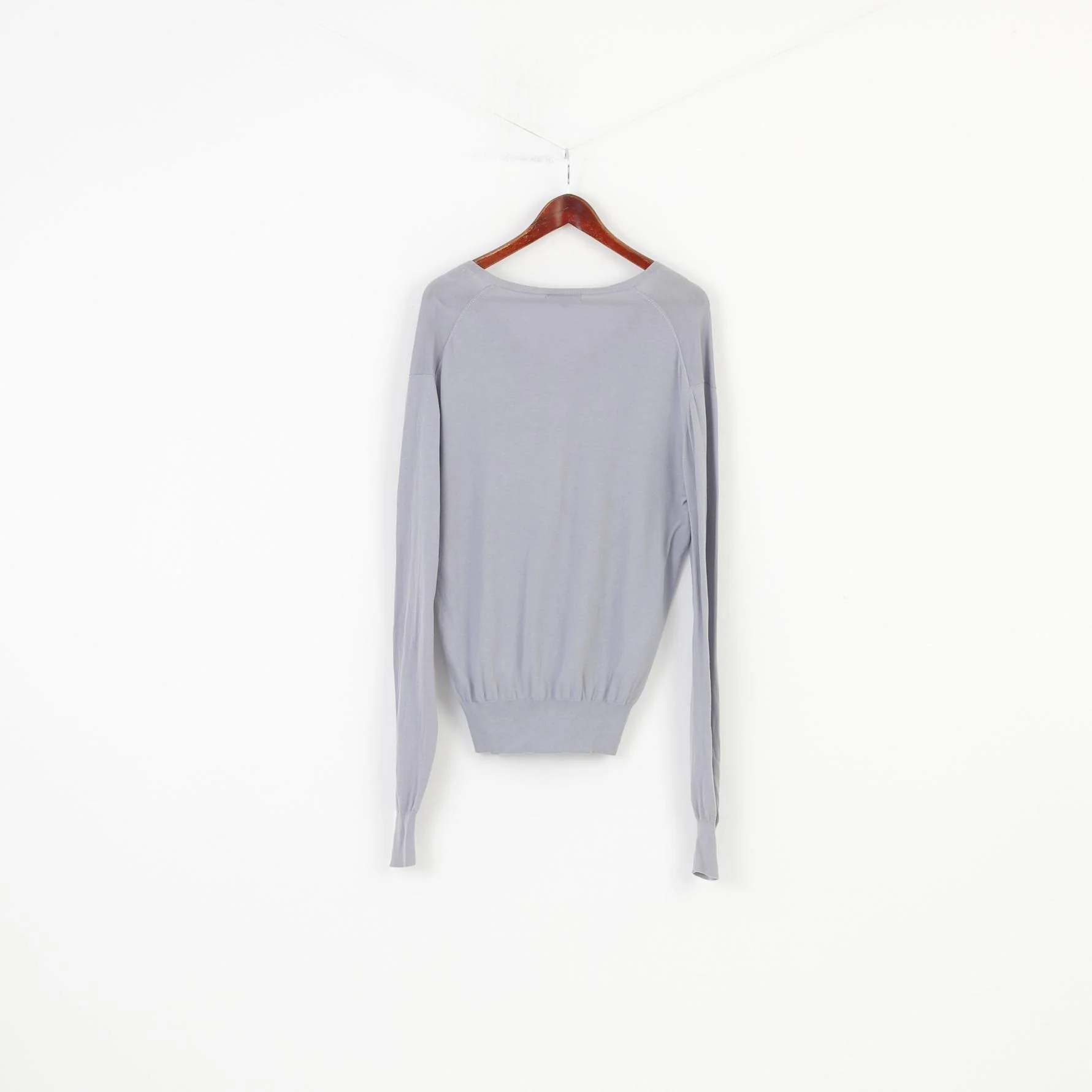 Lyle&Scott Woman XL Jumper Grey Vintage Cotton Long Sleeve V Neck Sweater Top - Image 7