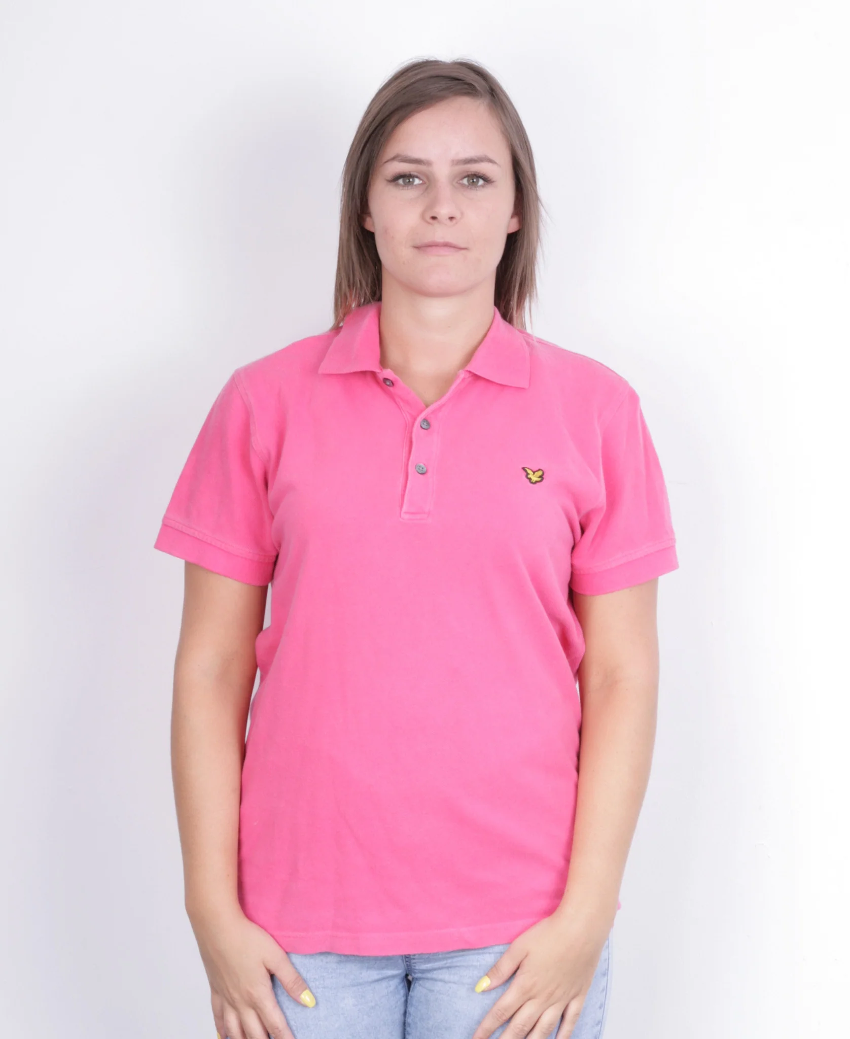 Lyle & Scott Women M Polo Shirt Short Sleeve Cotton Pink Summer