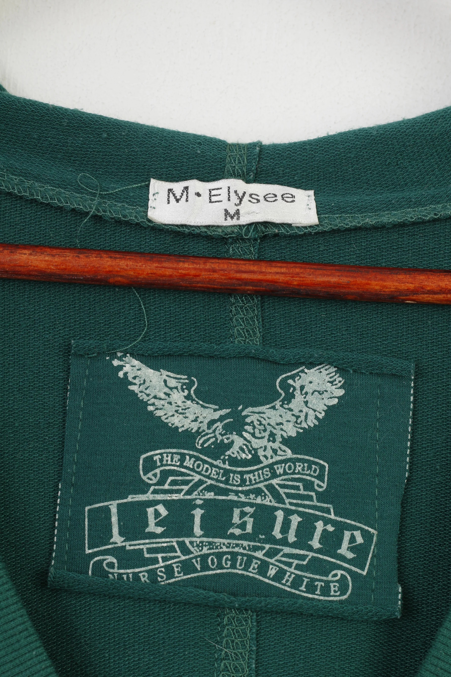 M.Elysse Women M Sweatshirt Green Hooded Long Tunic Kangaroo Pocket V Neck Vintage Top - Image 6