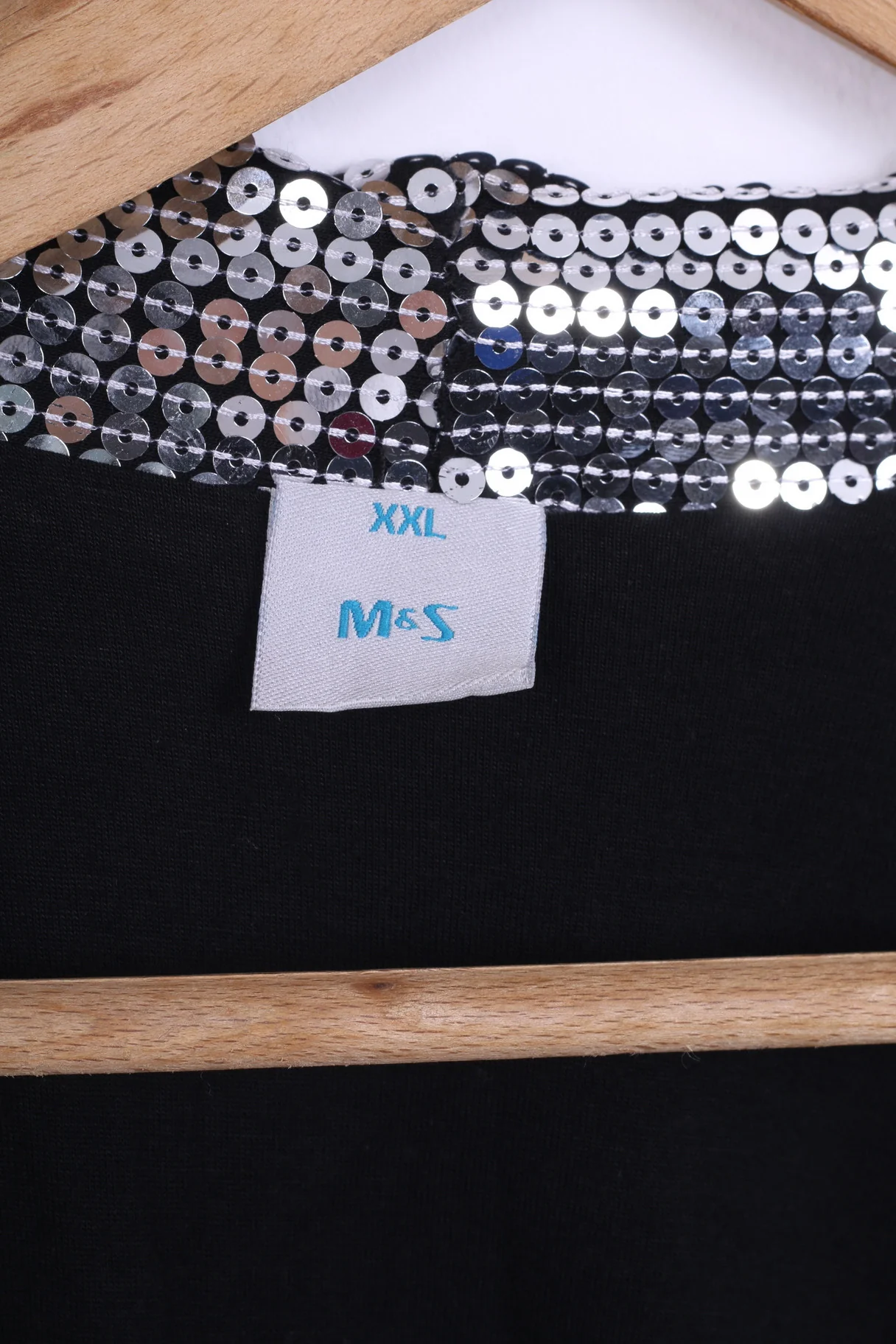 M&S Womens XXL Waterfall Vest Sequins Black Party - Image 4