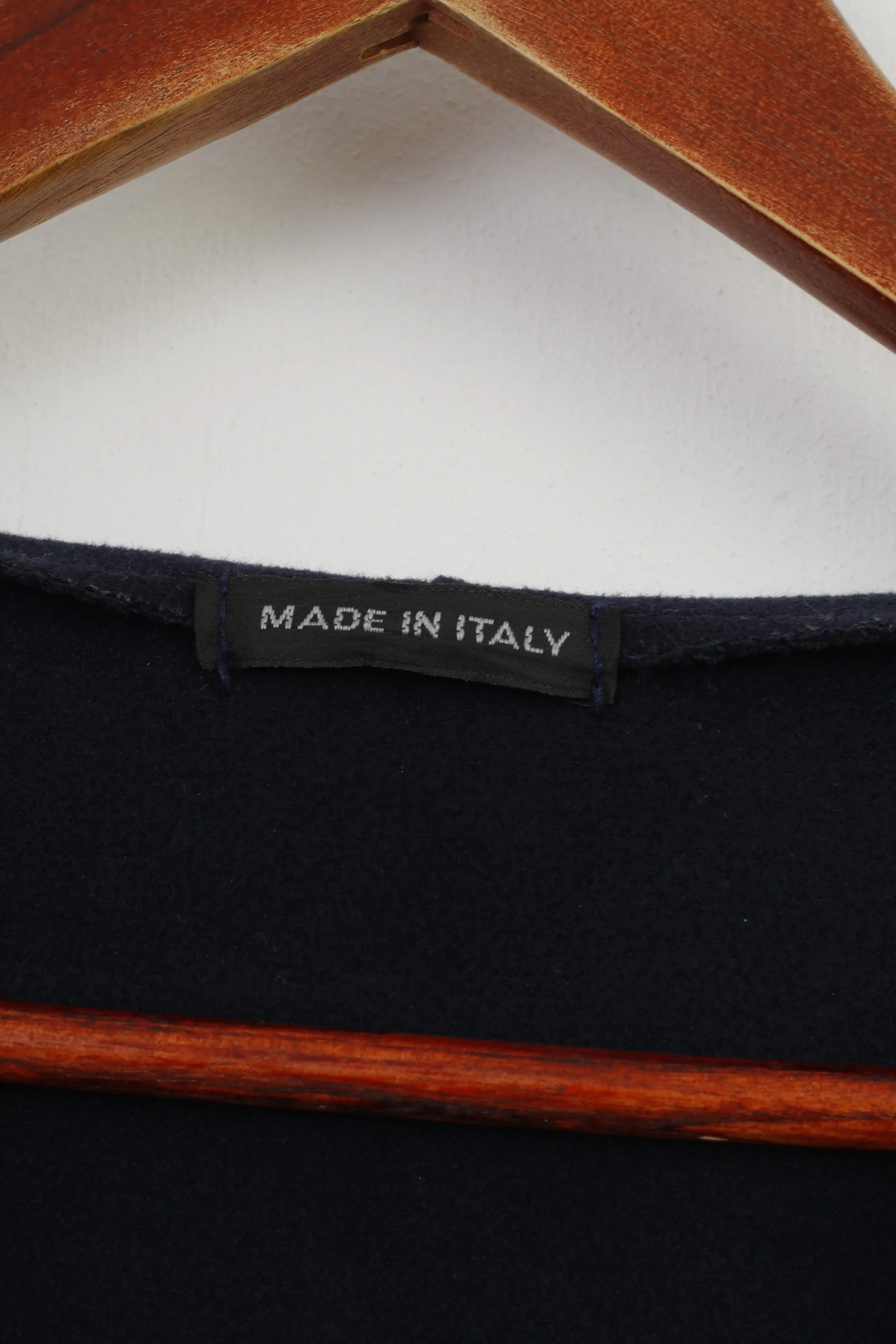 Made in Italy Woman M Cardigan Navy Blue Breasted Jacket Long Open Front Top - Image 4
