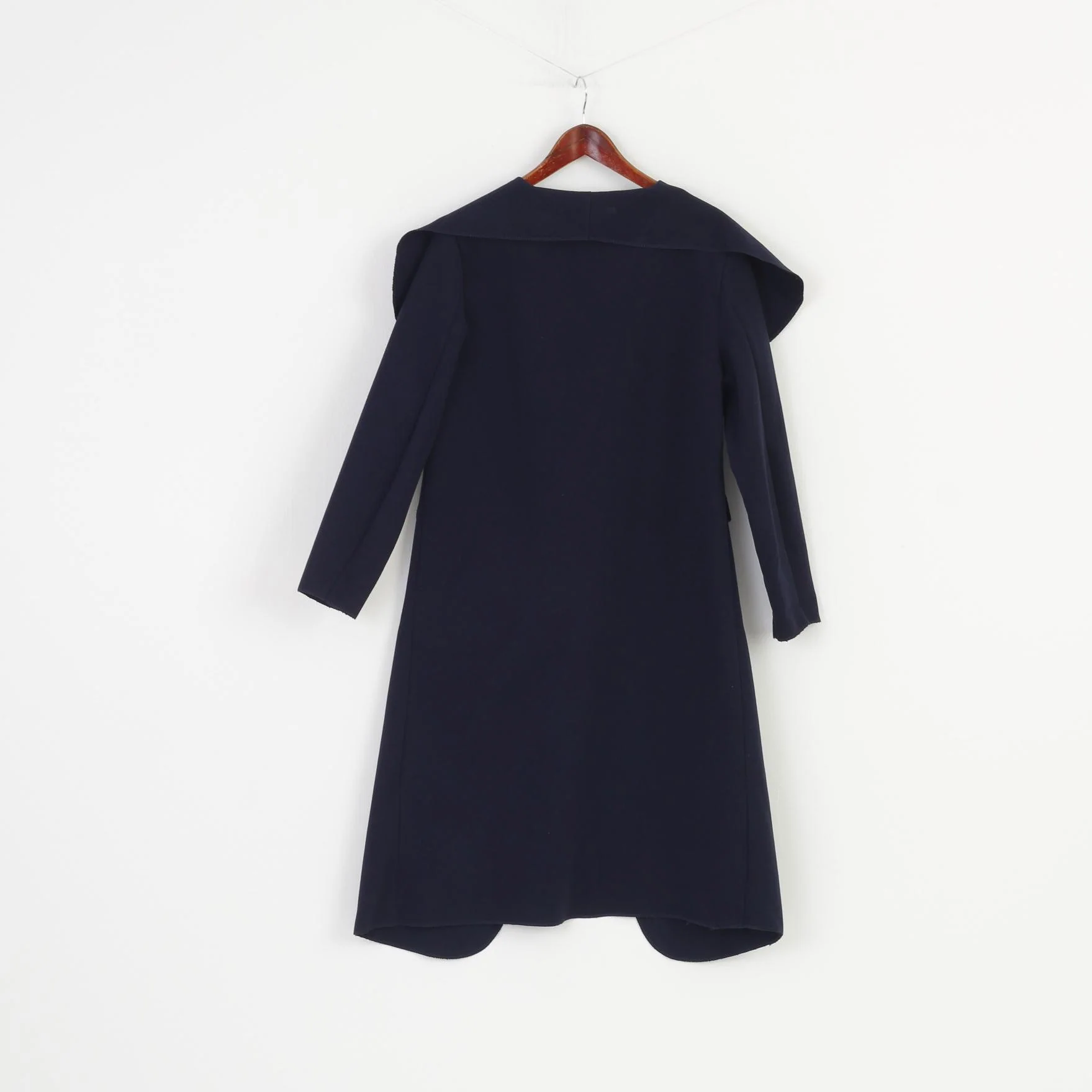 Made in Italy Woman M Cardigan Navy Blue Breasted Jacket Long Open Front Top - Image 6