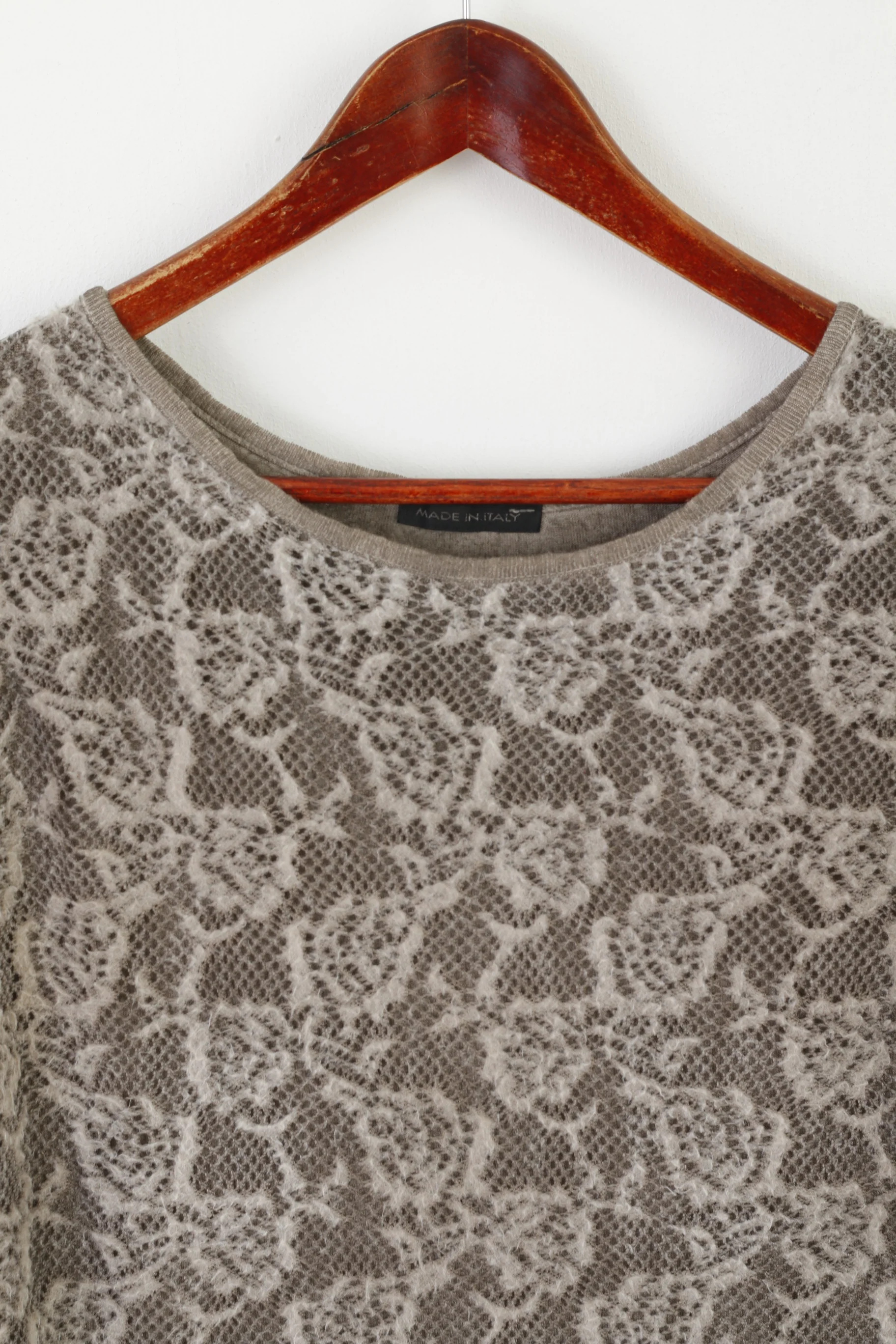 Made in Italy Women 38 S Jumper Gray ThinAcrylic Roses Summer Sweater - Image 2