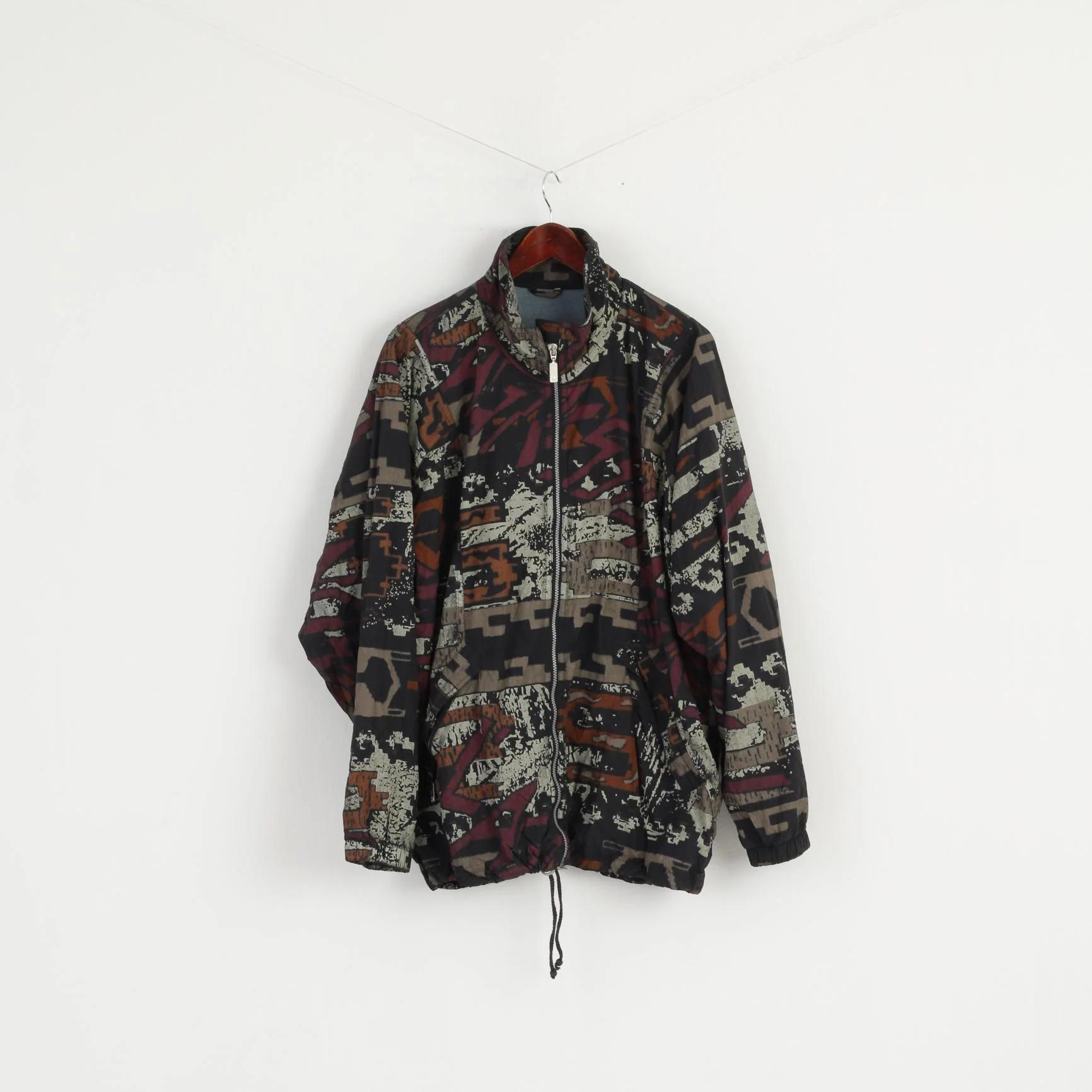 Maier X1 Men XL (XXL) Jacket Brown Patterned Lightweight Nylon Waterproof Retro Top - Image 2