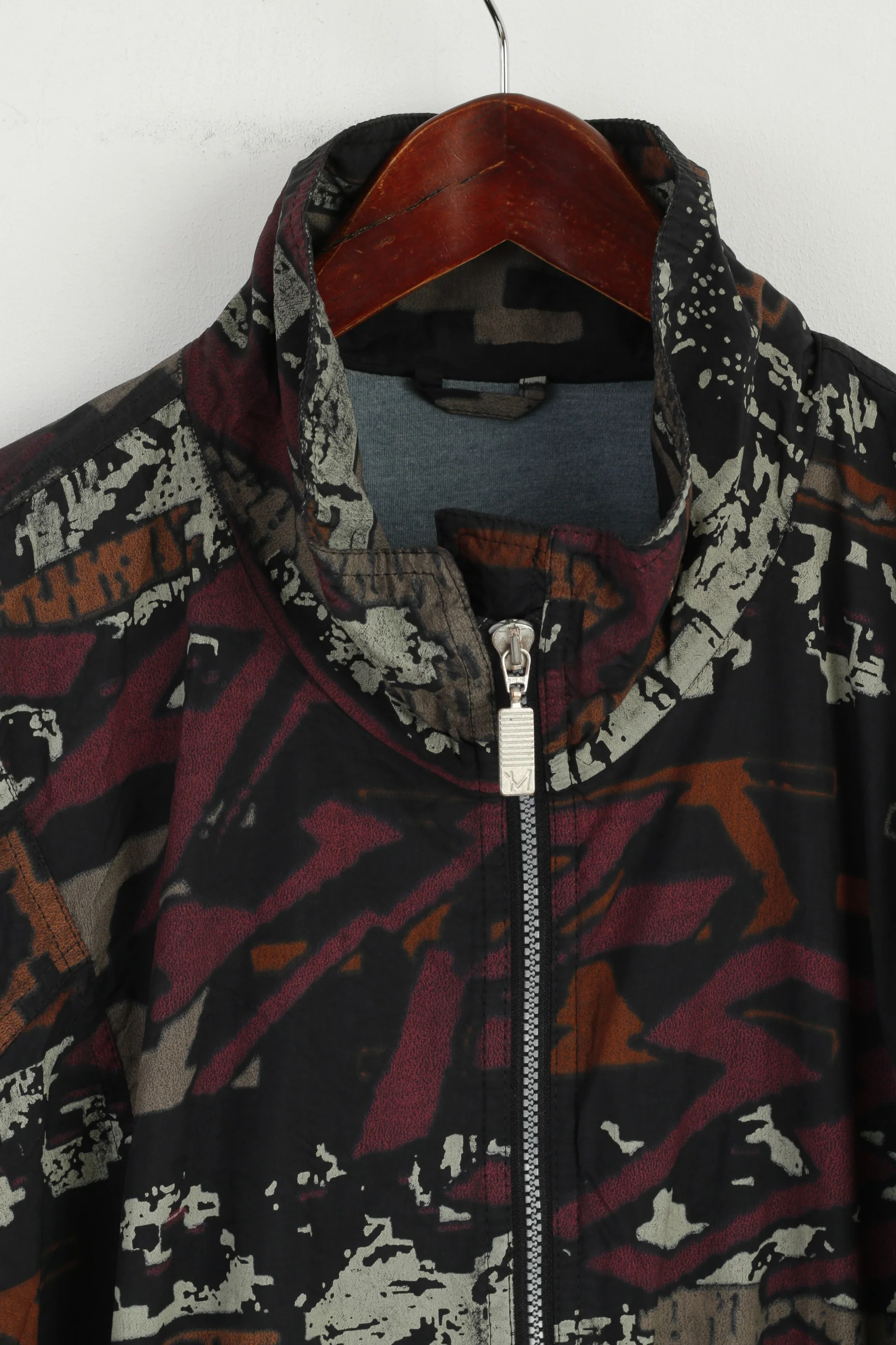 Maier X1 Men XL (XXL) Jacket Brown Patterned Lightweight Nylon Waterproof Retro Top - Image 3