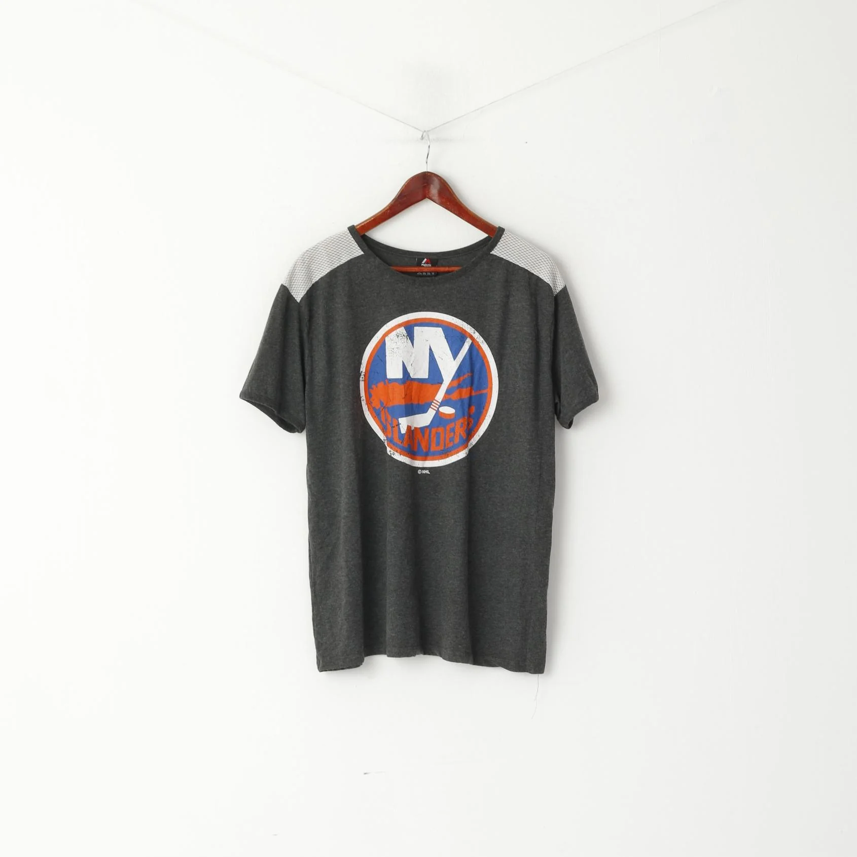 Primark Majestic Athletic Women 18 46 2XL T-Shirt Grey Graphic Cotton NHL Islanders NY