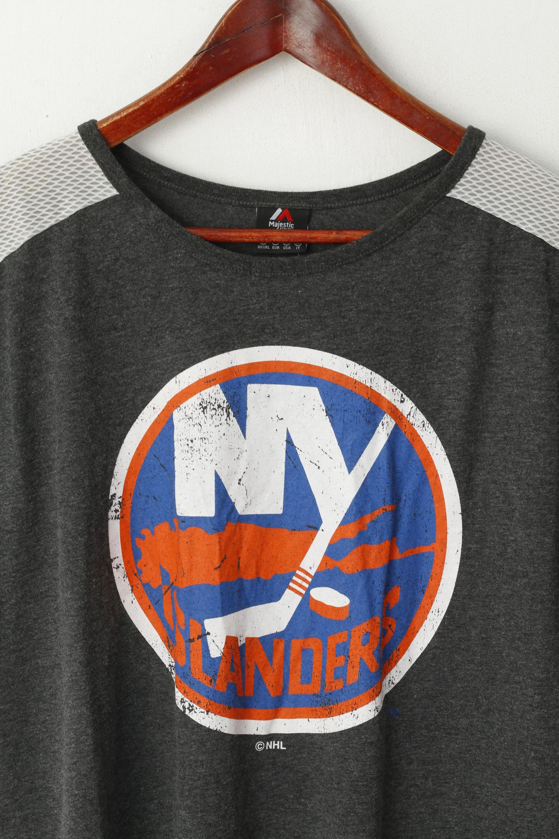 Primark Majestic Athletic Women 18 46 2XL T-Shirt Grey Graphic Cotton NHL Islanders NY - Image 2