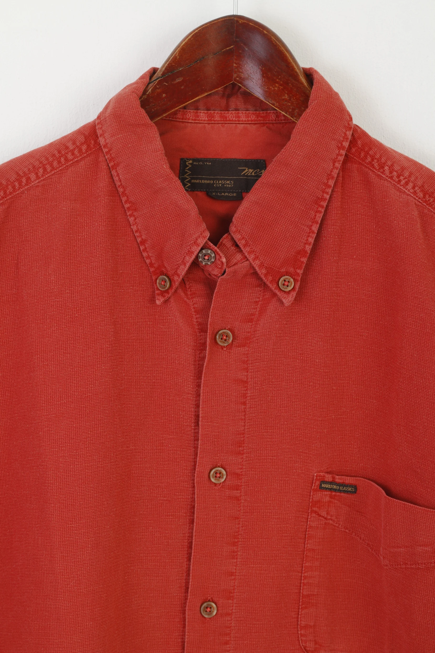 Malboro Classics Men XL Casual Shirt Brick Cotton Linen Vintage Short Sleeve Top - Image 2