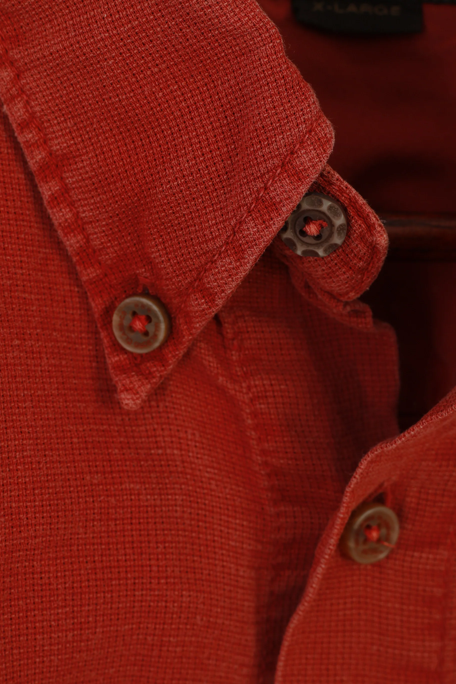 Malboro Classics Men XL Casual Shirt Brick Cotton Linen Vintage Short Sleeve Top - Image 5