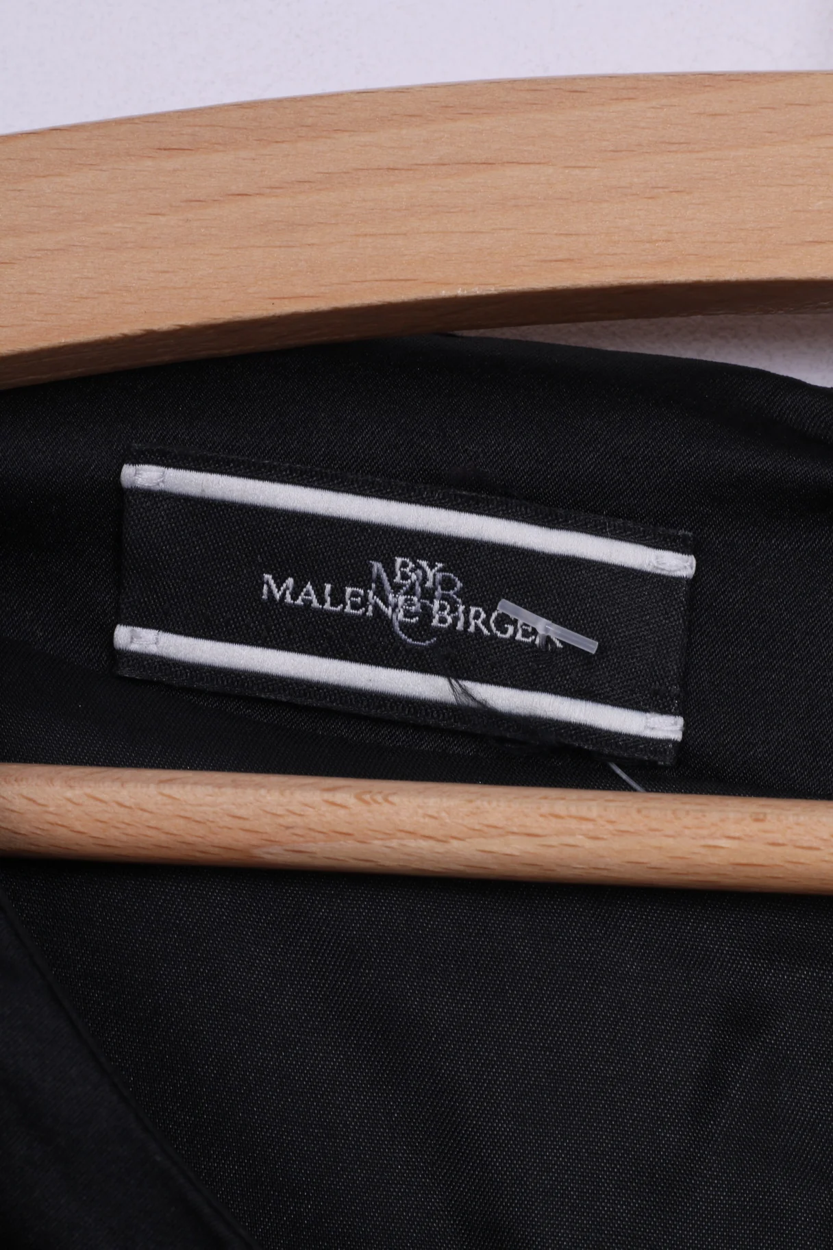 Malene Birger Womens 38 M Midi Dress Style Ares Black Silk Shoulder Pads 7/8 Sleeve - Image 4