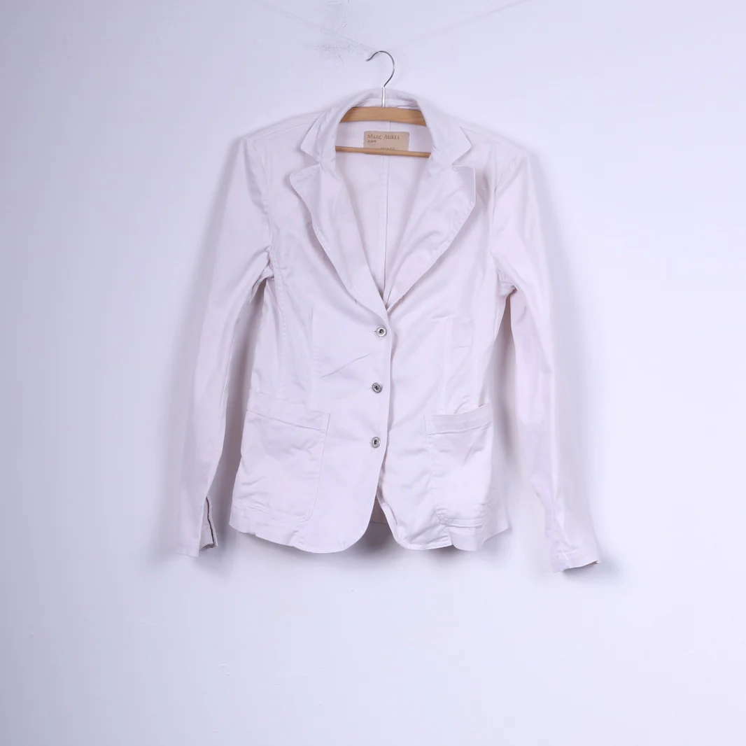 Marc Aurel Jeans Womens S Blazer White Jacket Single Breasted Cotton Top