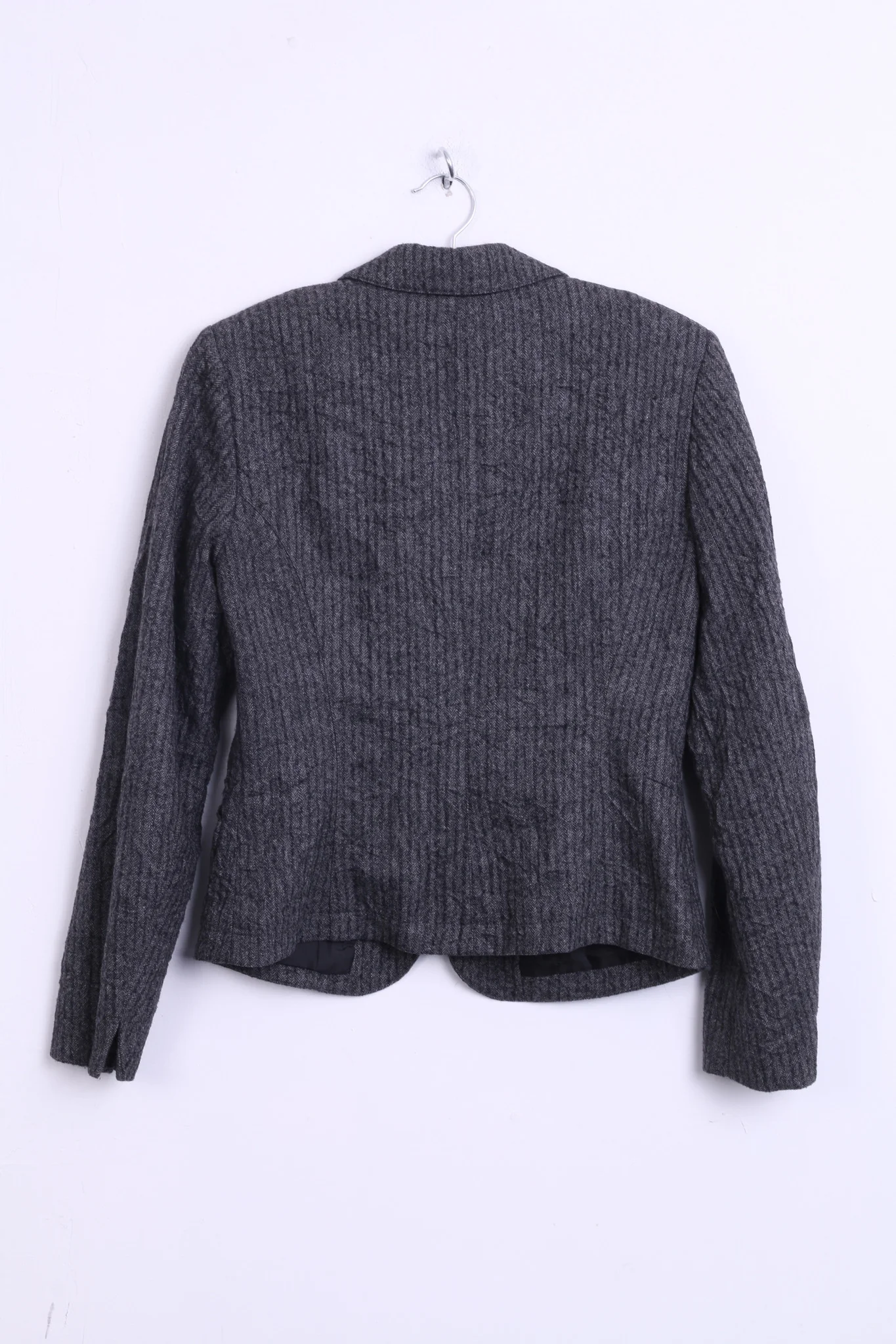 MARC AUREL Womens 38 M Jacket Blazer Striped Grey Wool - Image 6