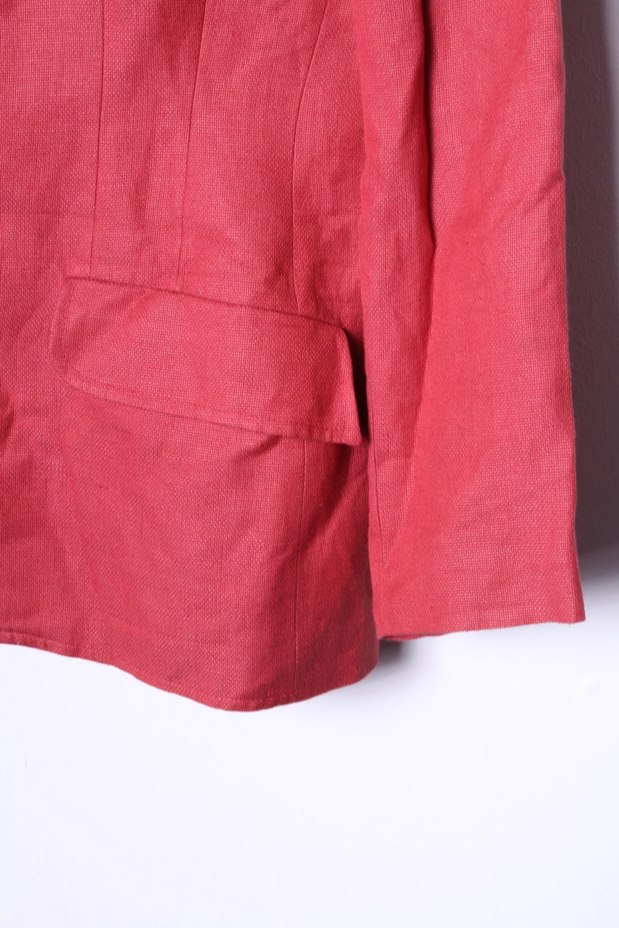 Marc Aurel Womens 42 Blazer Red Single Breasted Linen Shoulder Pads Top - Image 3