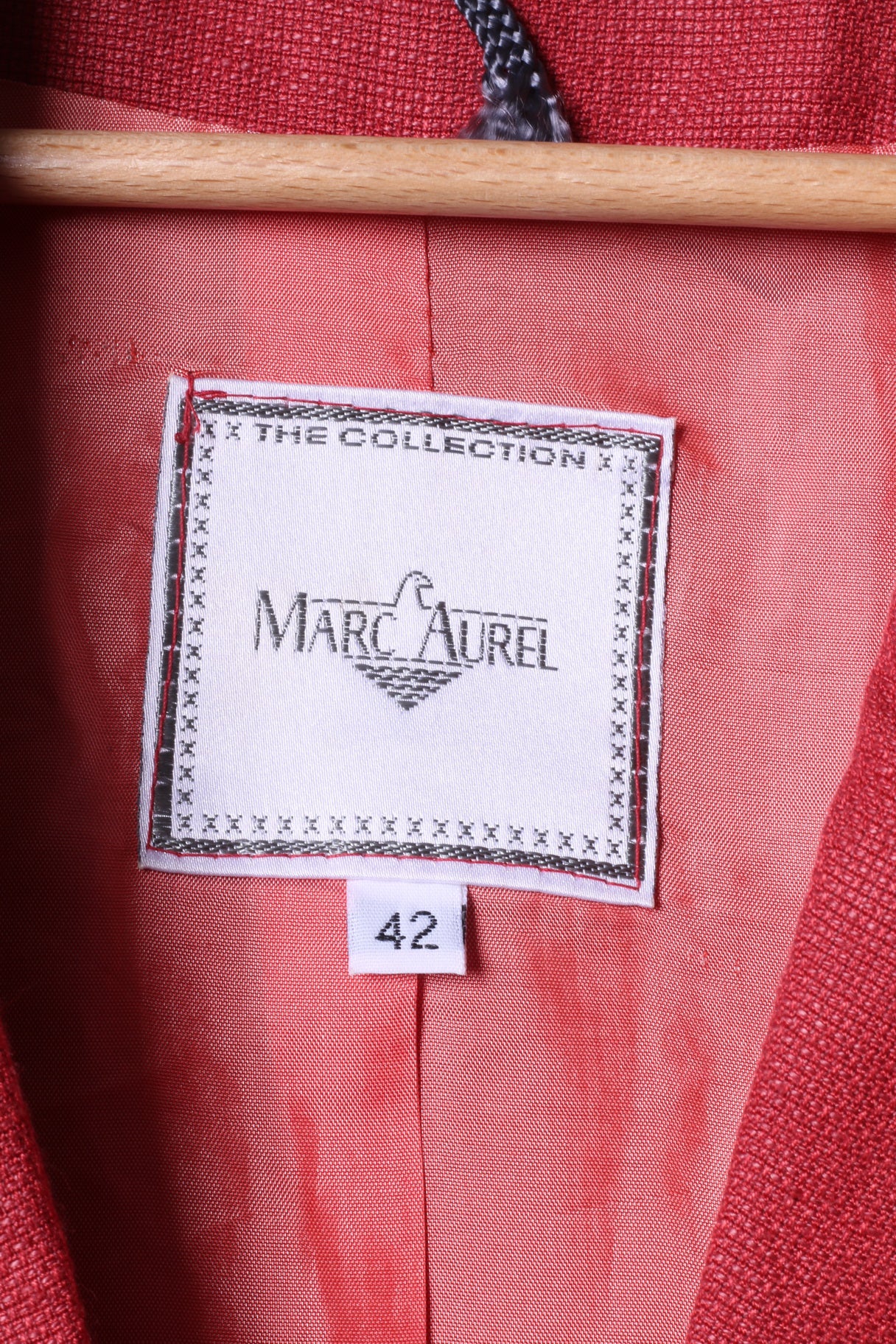 Marc Aurel Womens 42 Blazer Red Single Breasted Linen Shoulder Pads Top - Image 5