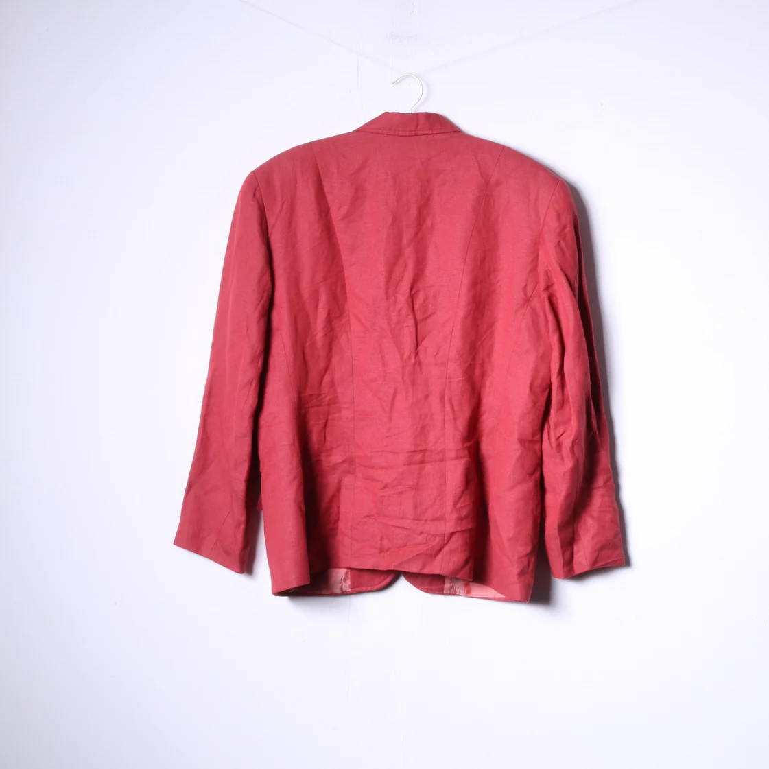 Marc Aurel Womens 42 Blazer Red Single Breasted Linen Shoulder Pads Top - Image 7