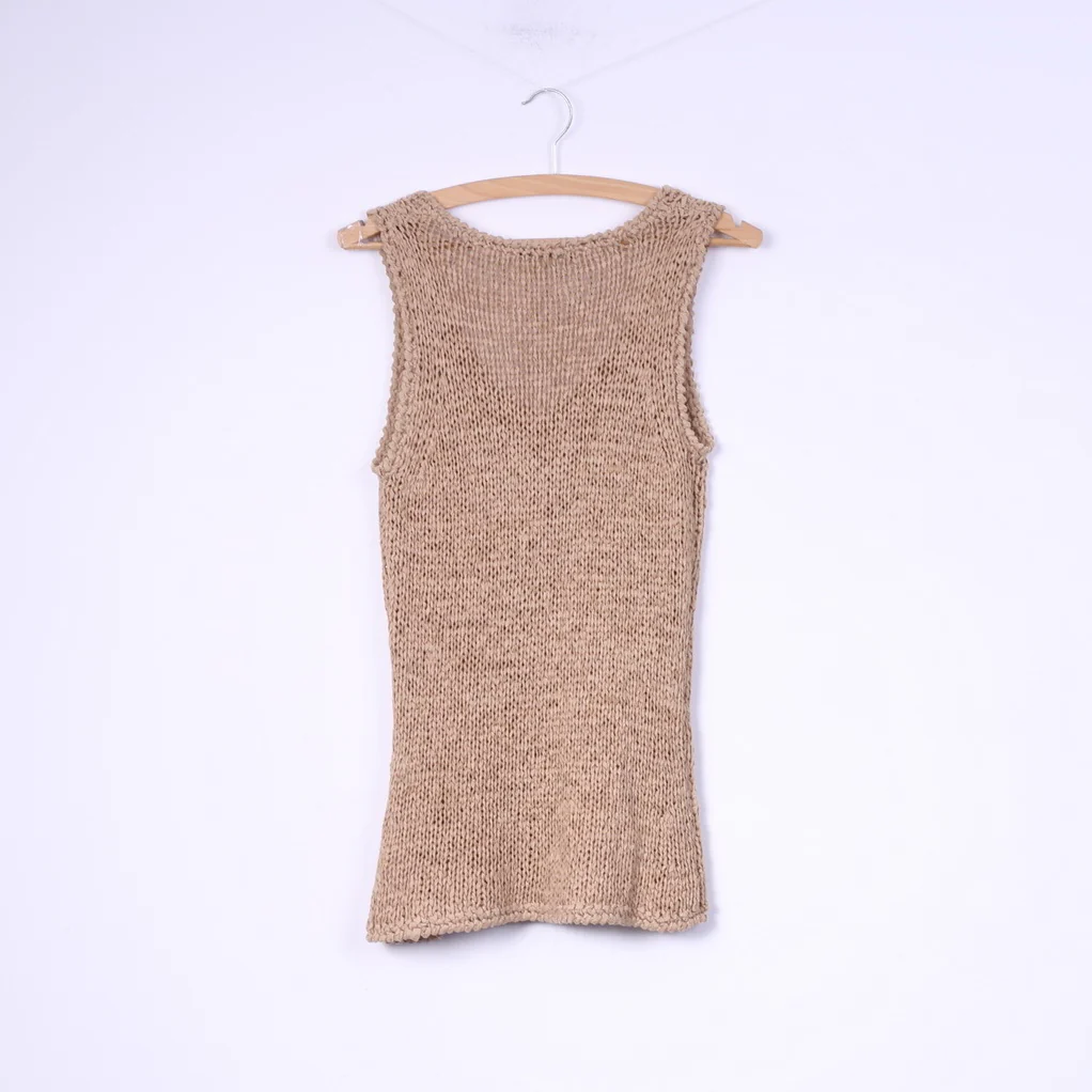 Marc Aurel Womens M Knit Vest Sleeveless V Neck Beige Top - Image 5