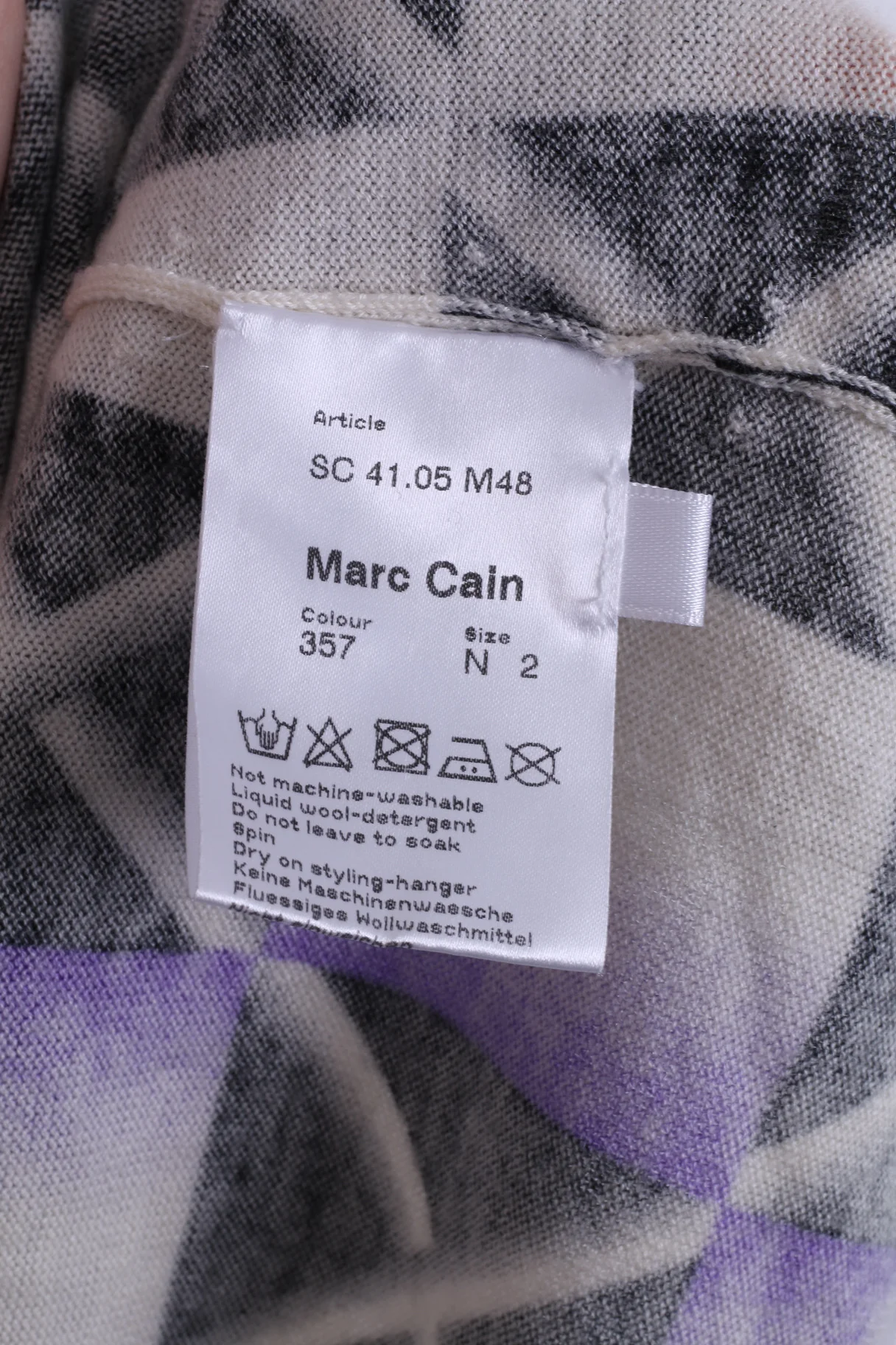 Marc Cain Womens 2 M Tunic Jumper V Neck Wool Wrap Top - Image 3