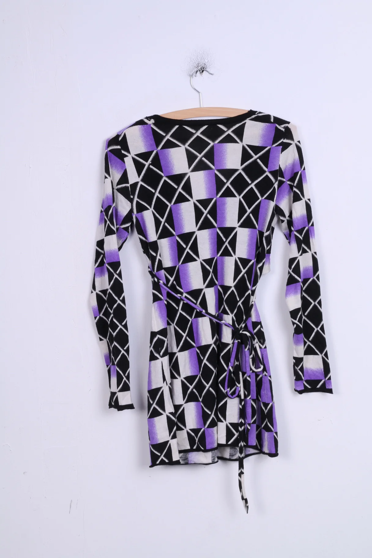 Marc Cain Womens 2 M Tunic Jumper V Neck Wool Wrap Top - Image 4