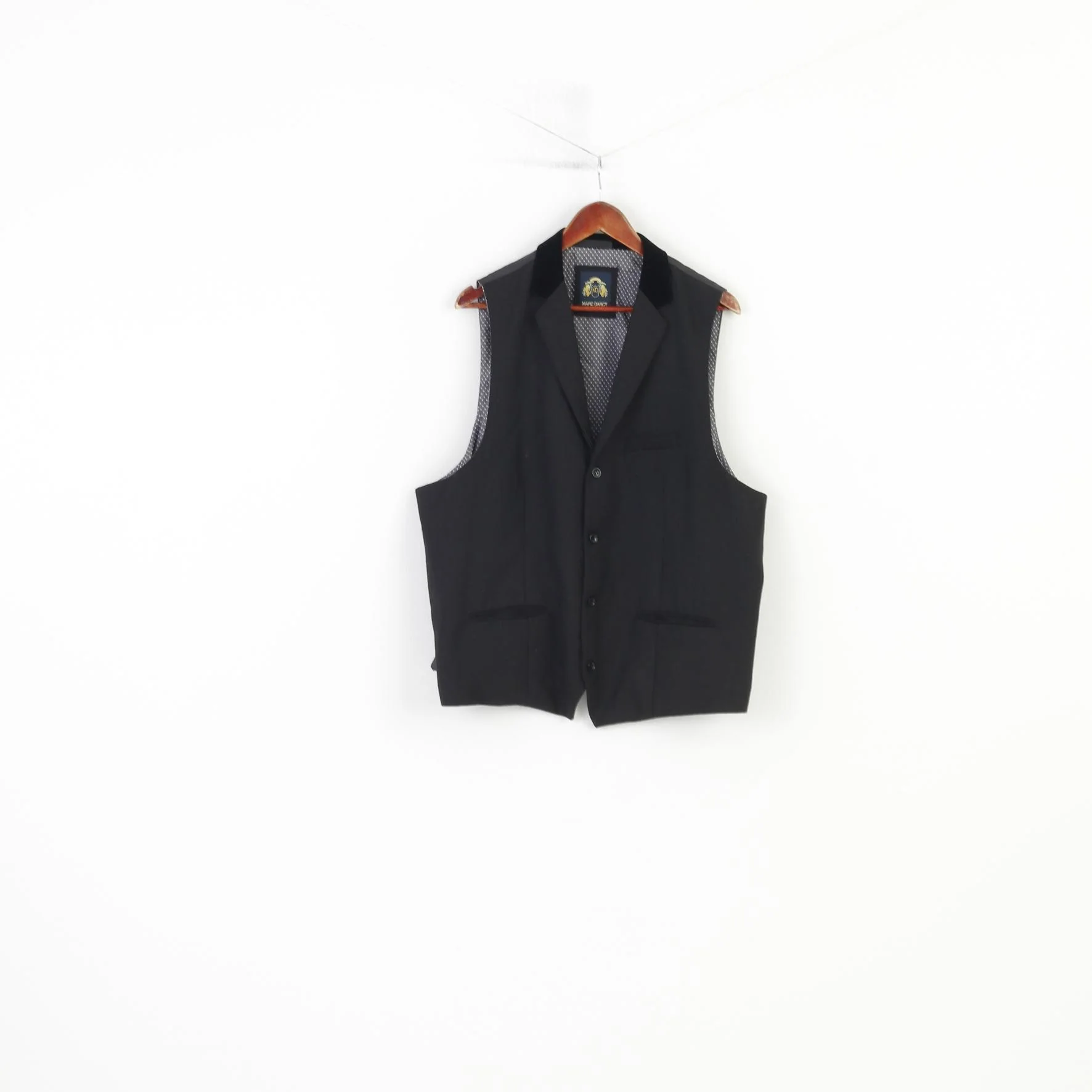 Marc Darcy Men 50 Vest Black Elegant Bottoms Sleevelees London Vintage Top
