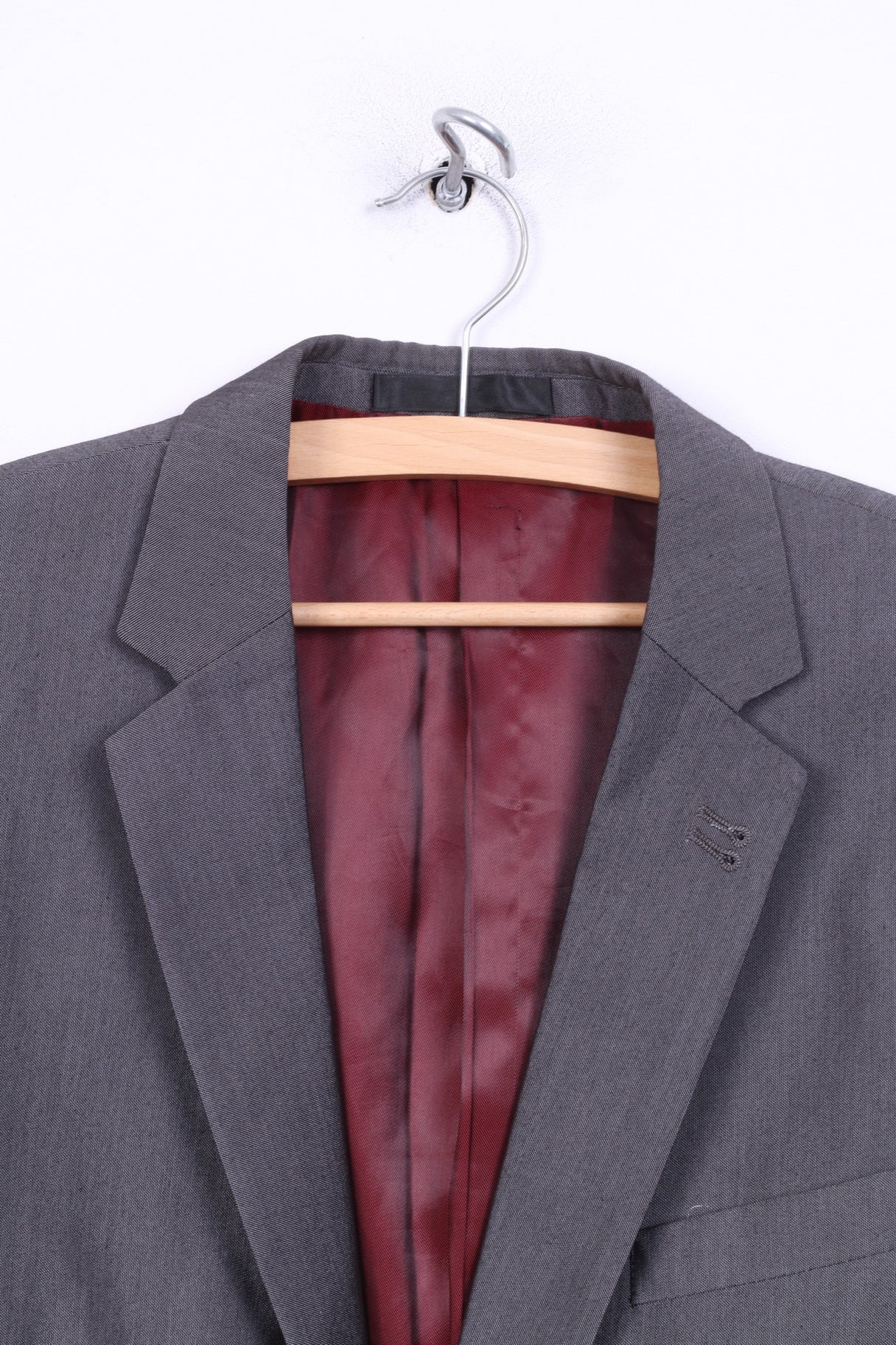 Marc Darcy Mens 42R Blazer Grey Single Breasted Jacket Shoulder Pads - Image 2