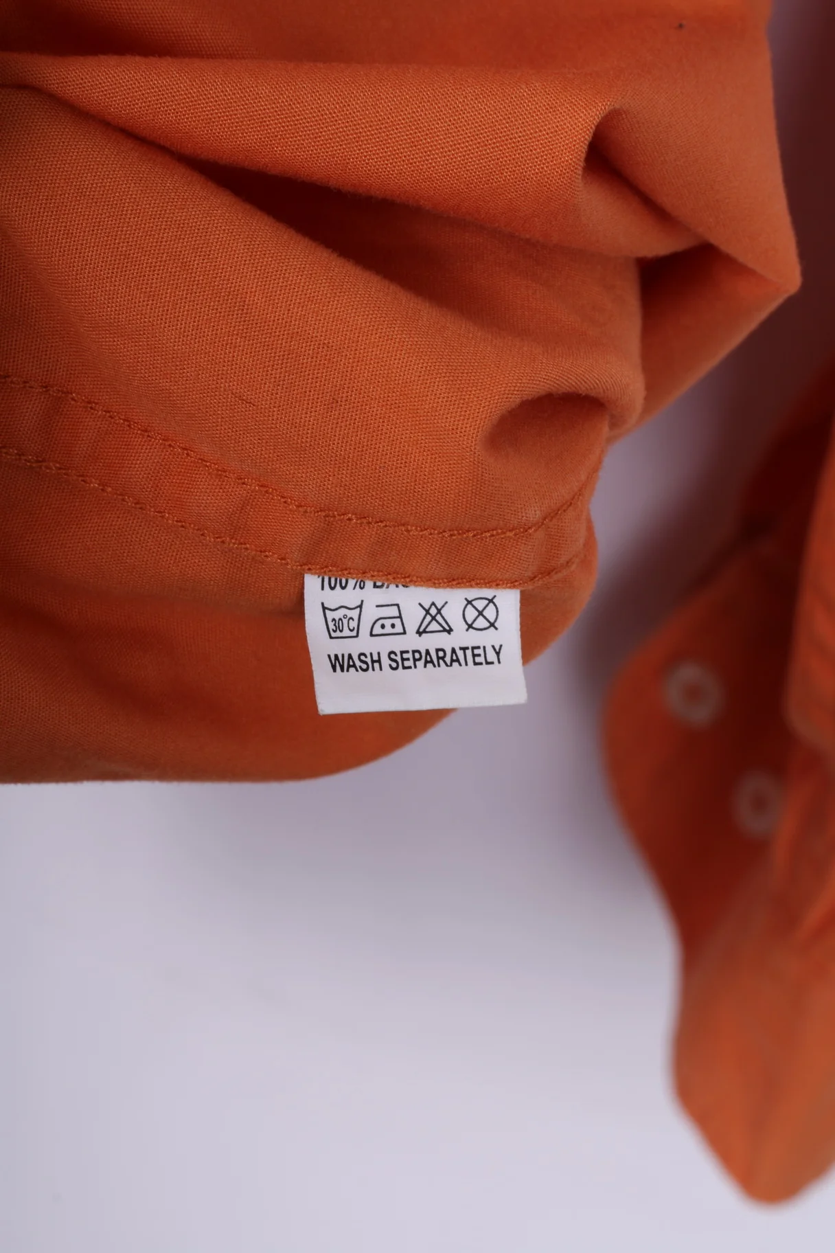 Marc Montino Mens XL Casual Shirt Orange Cotton Long Sleeve Button Down Collar - Image 6