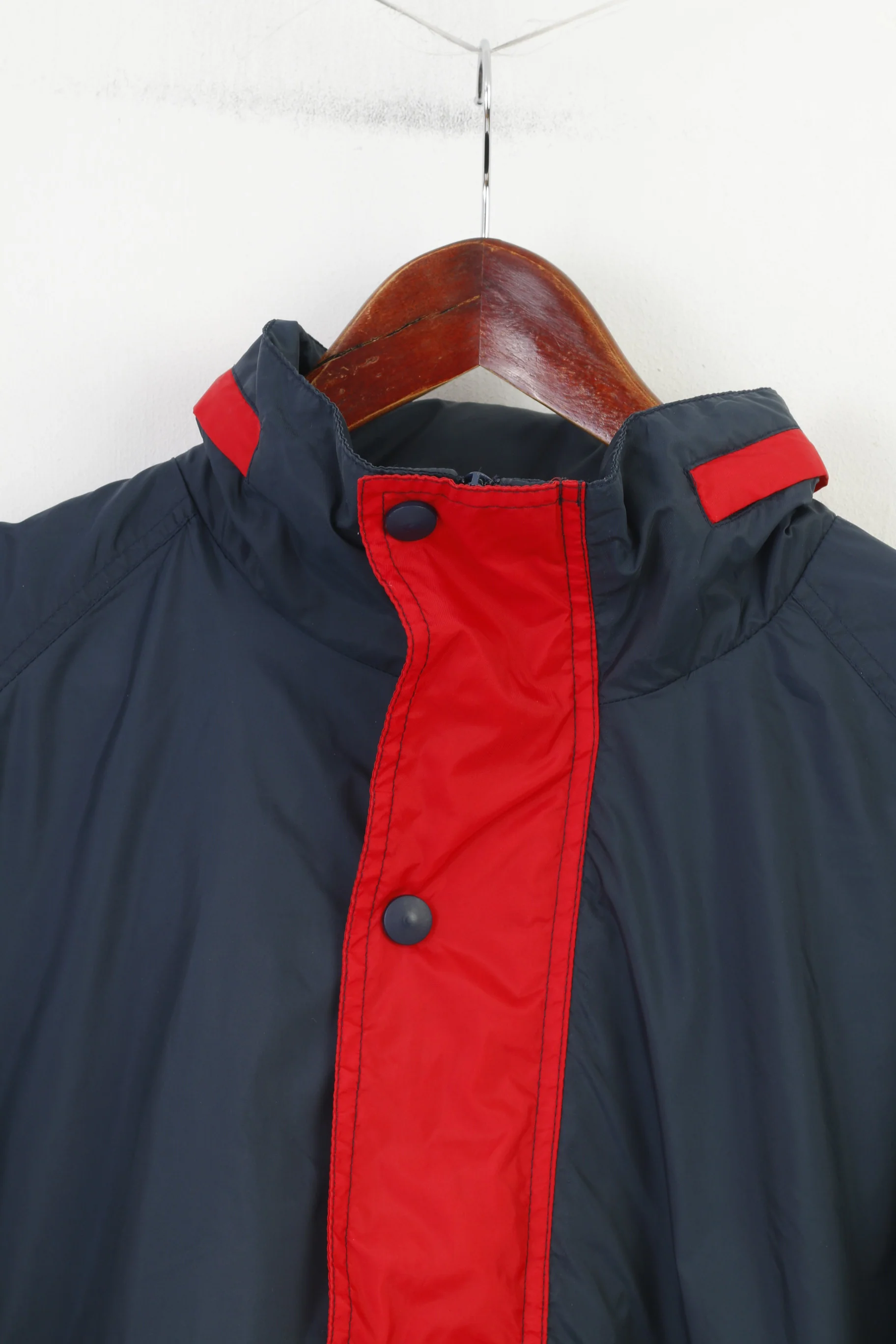 Marcel Clair Men L Jacket Zip Neck Vintage Polyamid Red Navigation Graphic Hood Top - Image 2