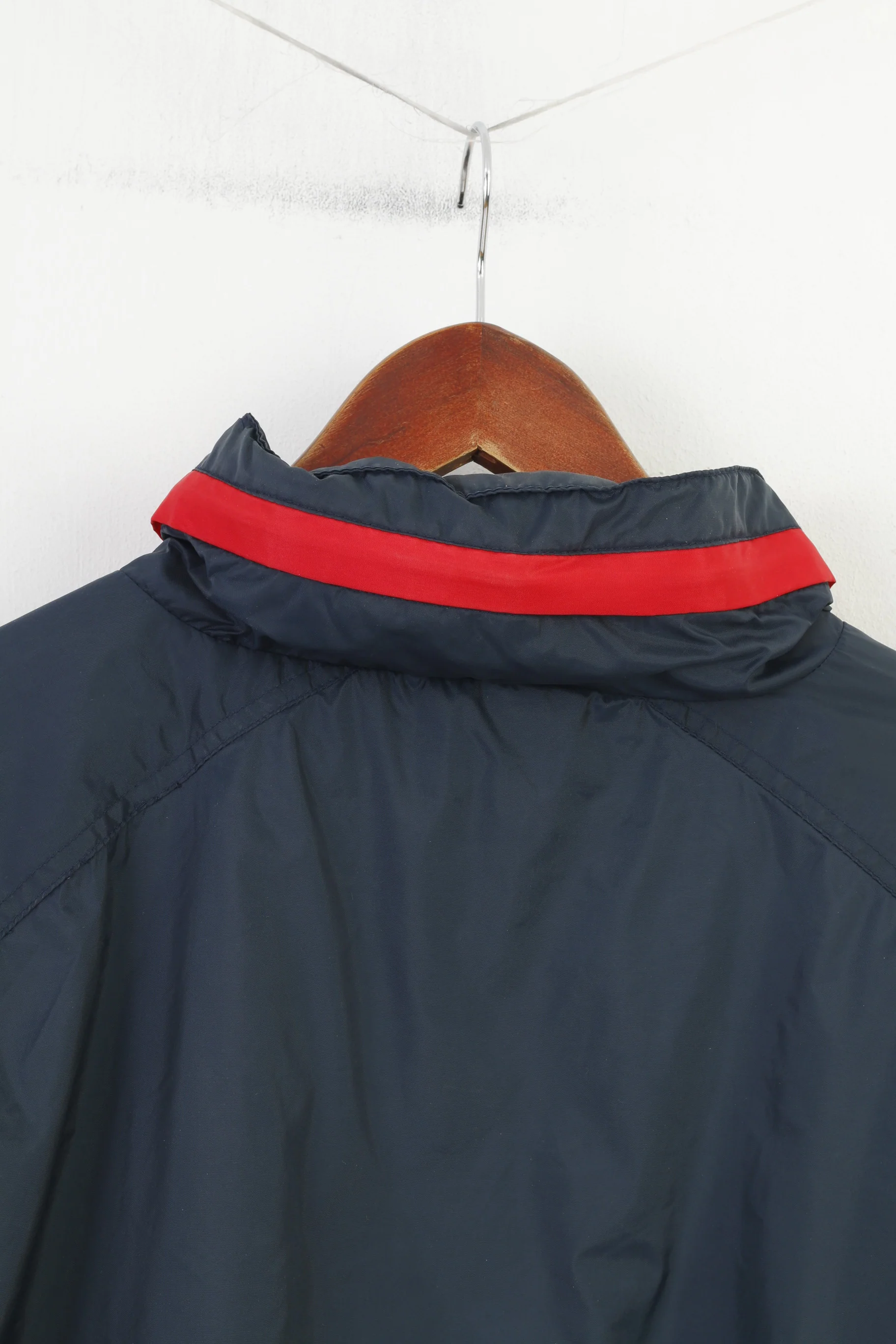 Marcel Clair Men L Jacket Zip Neck Vintage Polyamid Red Navigation Graphic Hood Top - Image 7