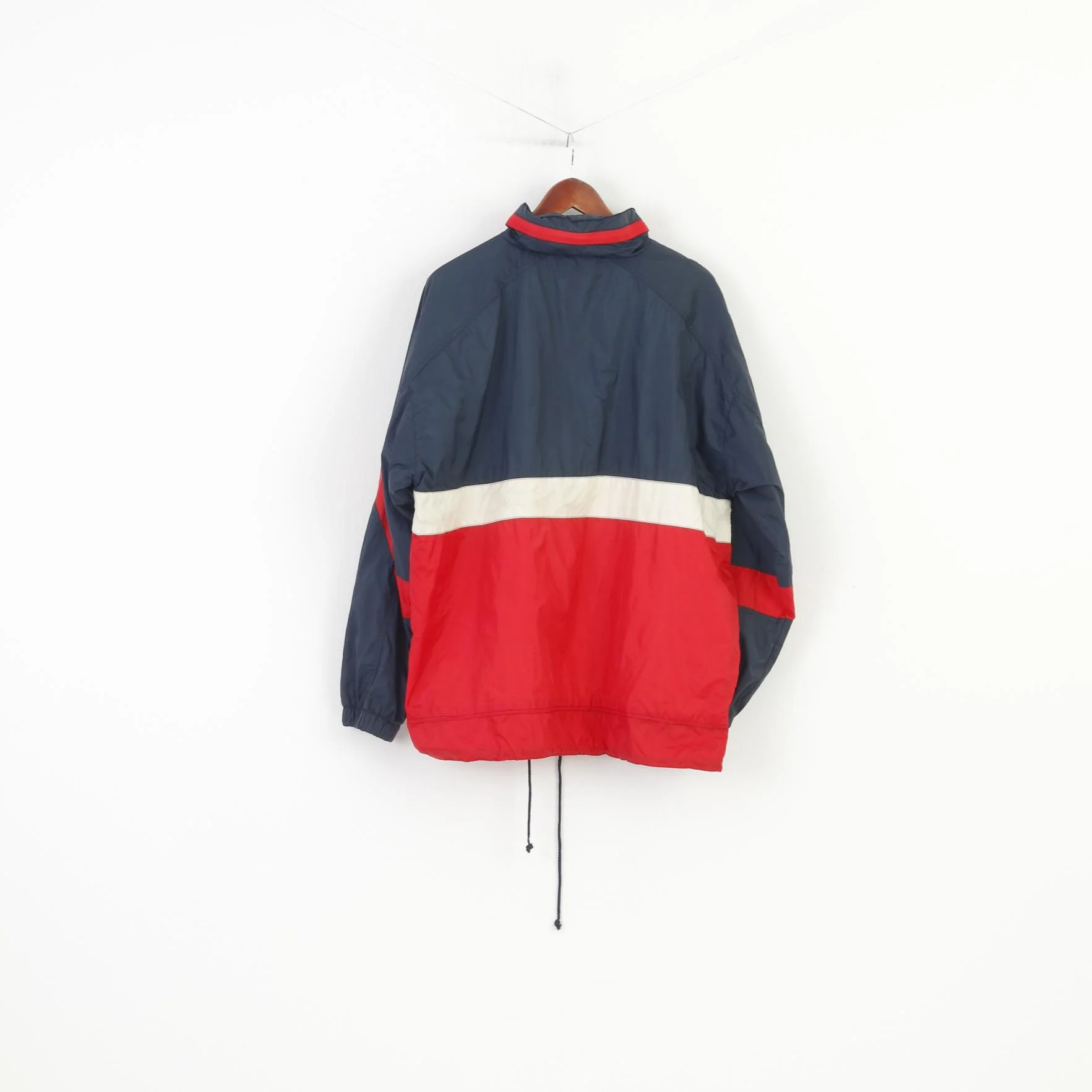 Marcel Clair Men L Jacket Zip Neck Vintage Polyamid Red Navigation Graphic Hood Top - Image 8
