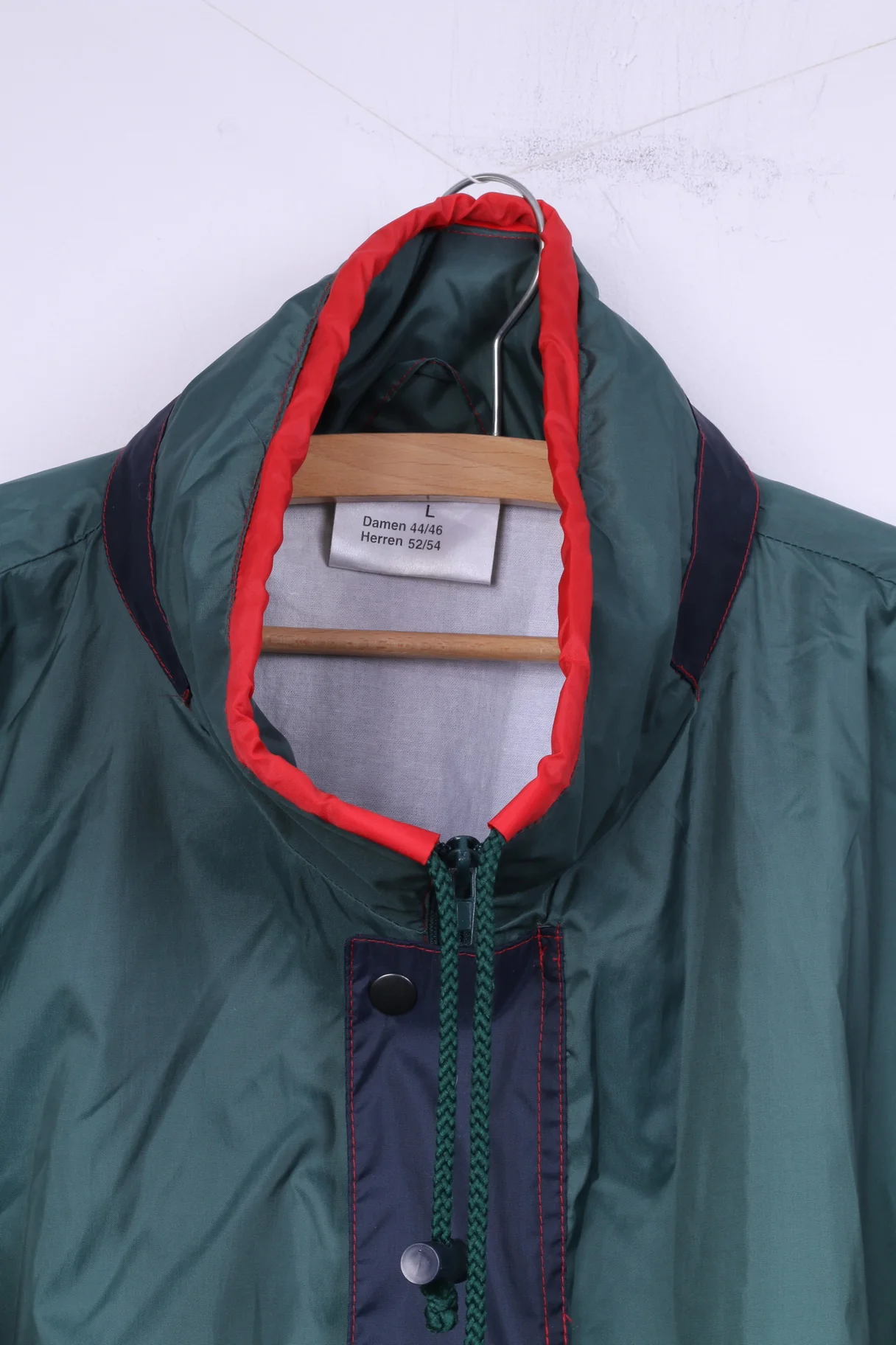 Marcel Clair Men L Jacket Green Nylon Hidden Hood Outdoor Unisex Top - Image 2