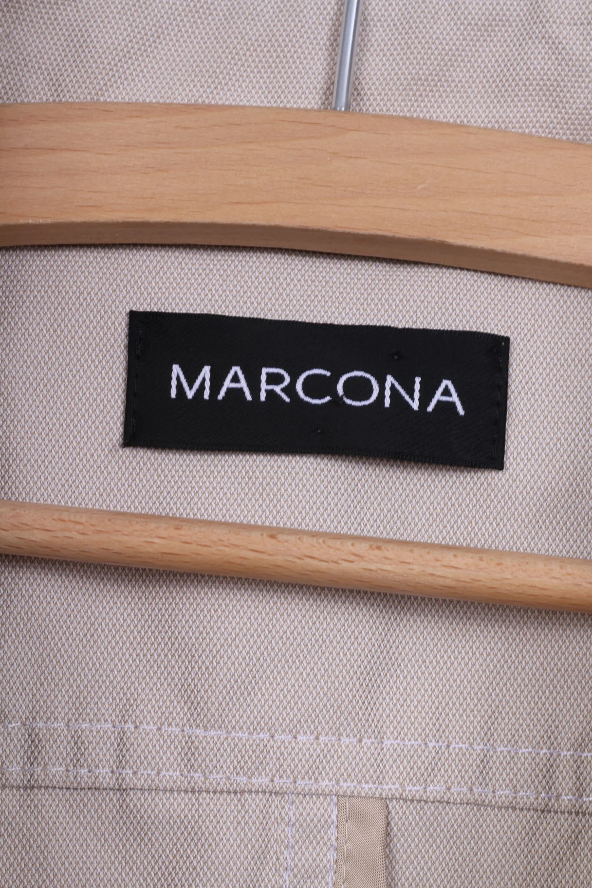 Marcona Womens 42 L Blazer Jacket Cream Single Breasted Pocket Cotton - Image 4
