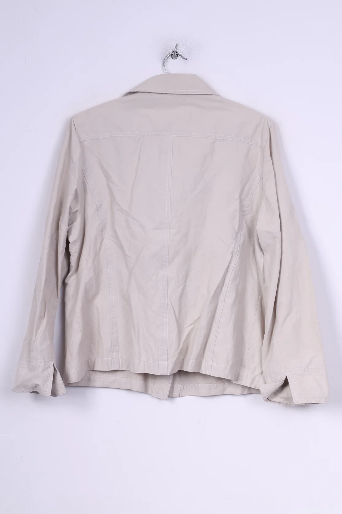 Marcona Womens 42 L Blazer Jacket Cream Single Breasted Pocket Cotton - Image 6