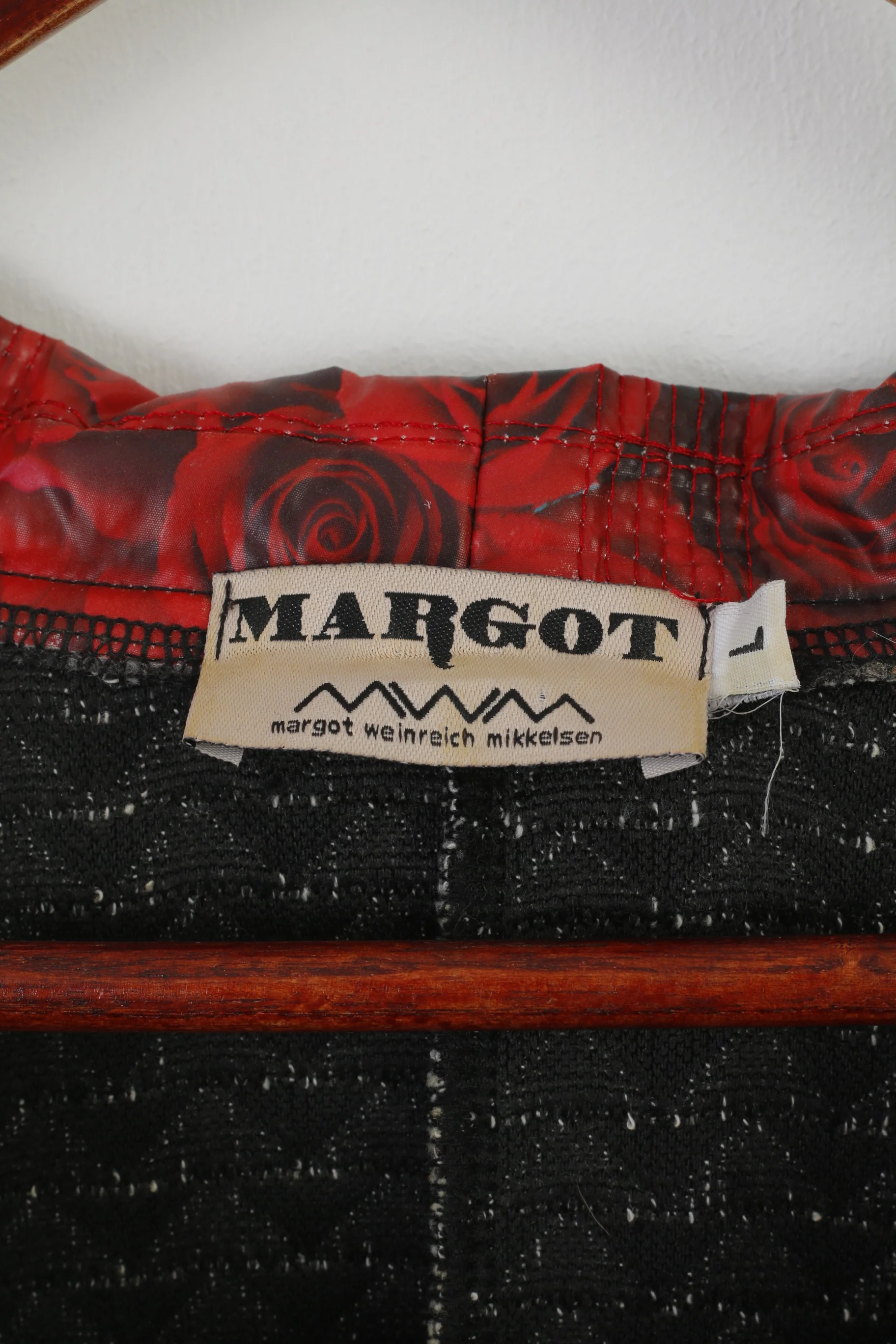 Margot Women L Midi Dress Black White Cotton Vintage Roses Stretch Pencil Crew Neck - Image 4