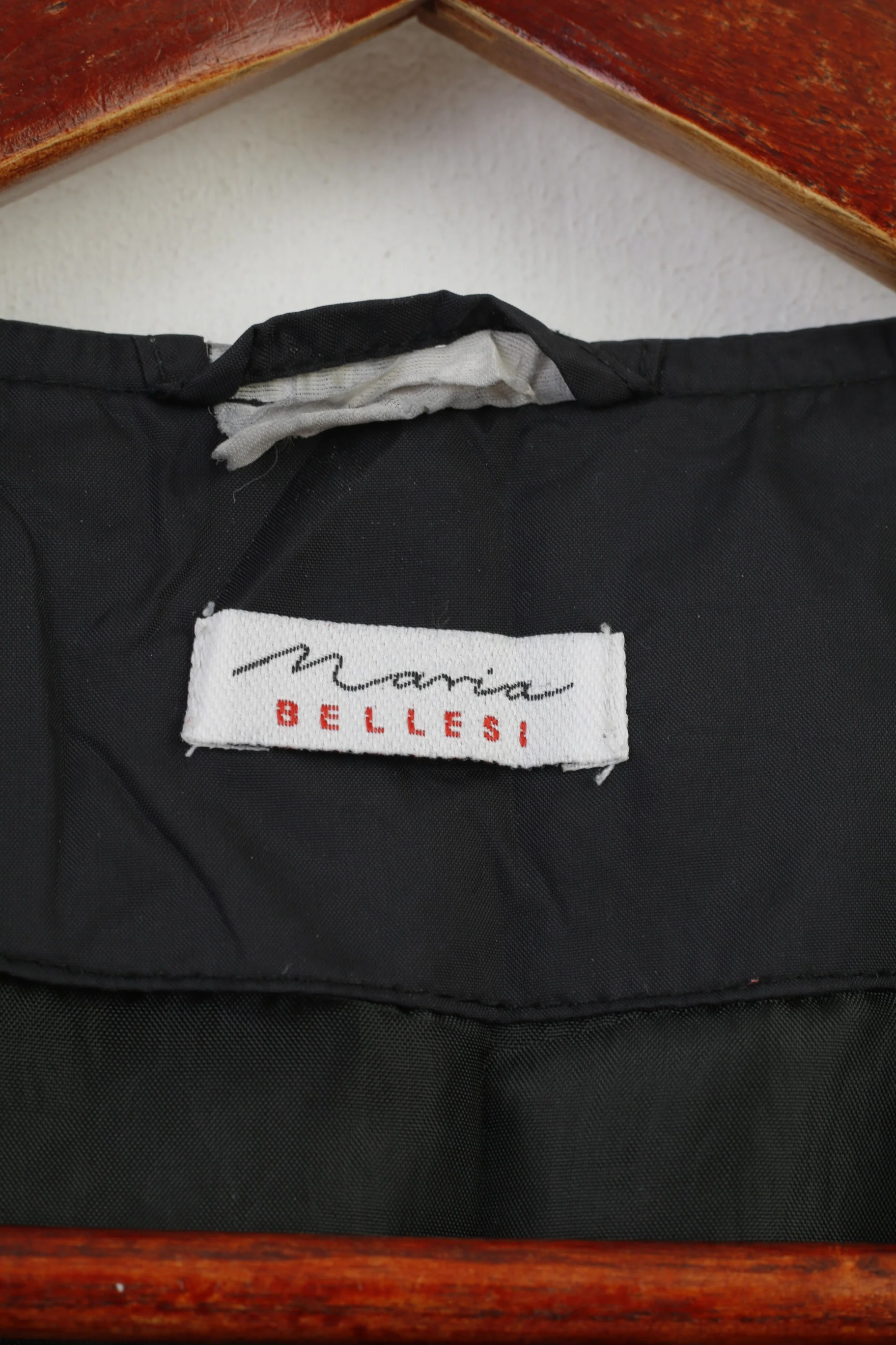 Maria Bellesi Women M Vest Bodywarmer Ful Zipper Black Embroidered Nylon Vintage Top - Image 4