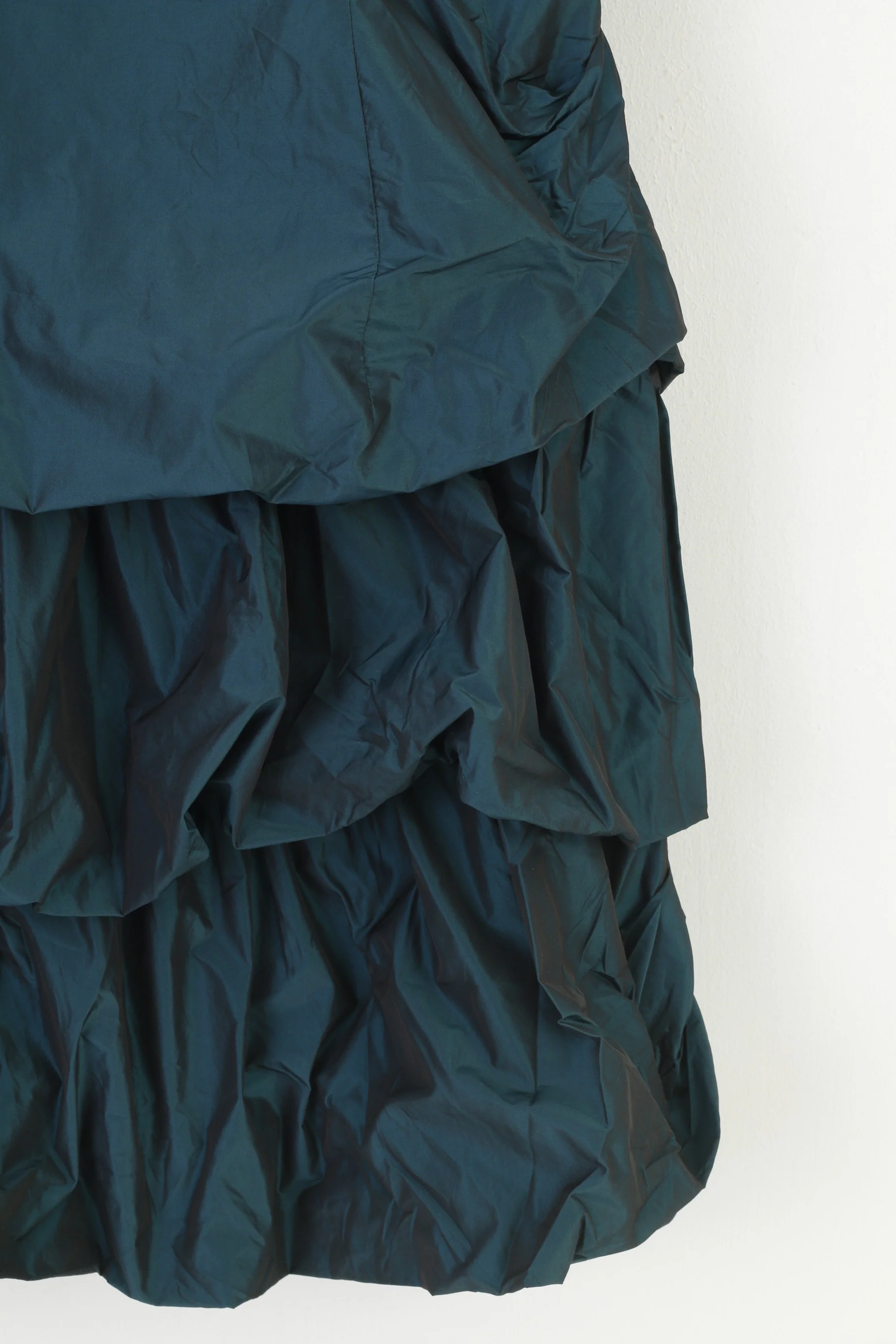 Marie Blanc Women 12 M Mini Dress Bandeau Sea Green Shiny Ruffles Elegant Party Summer Vintage - Image 3
