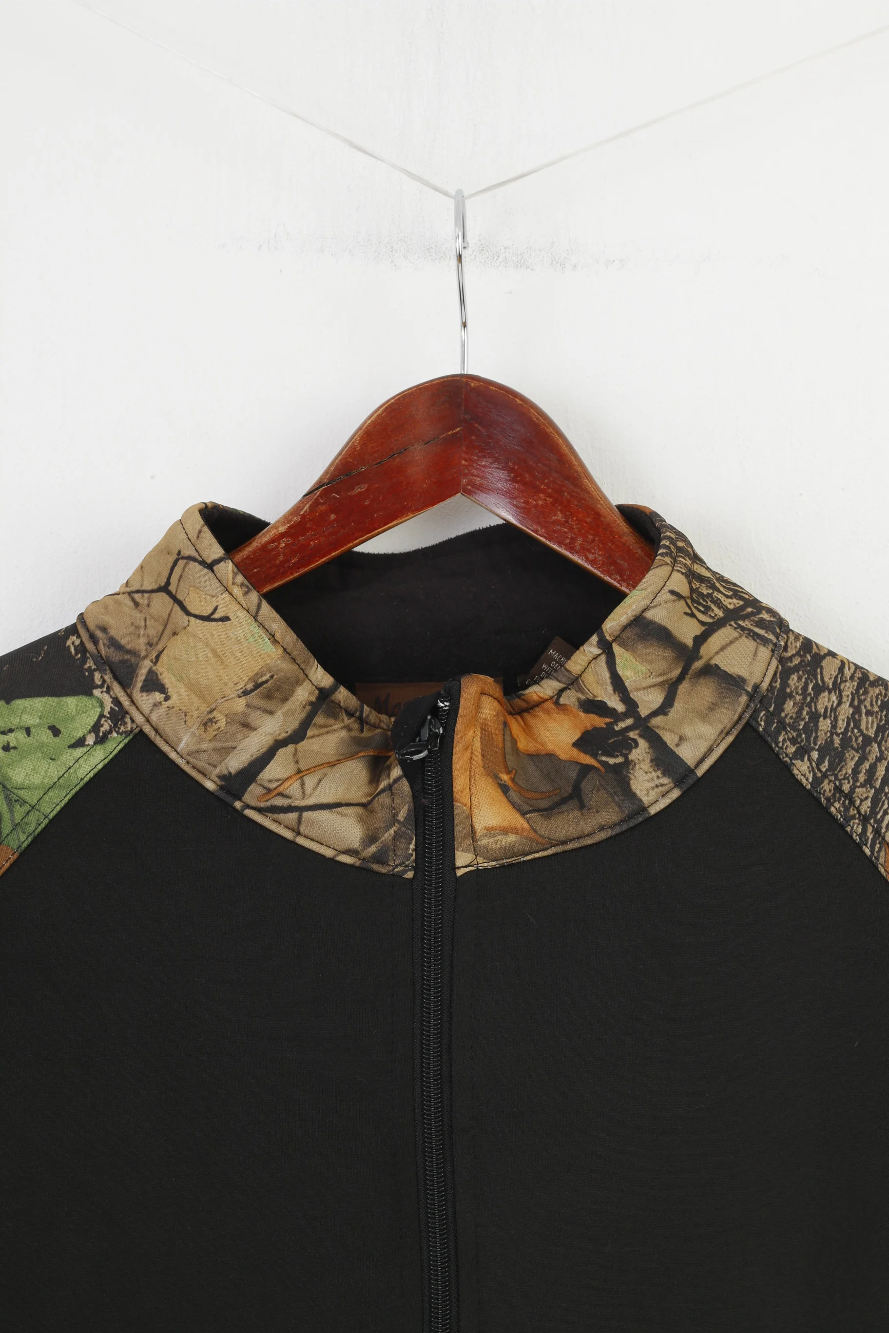 Marino Bay Man Jacket 2XL Vintage Fleece Inside Black Full Zipper Forest Print Padded Top - Image 3
